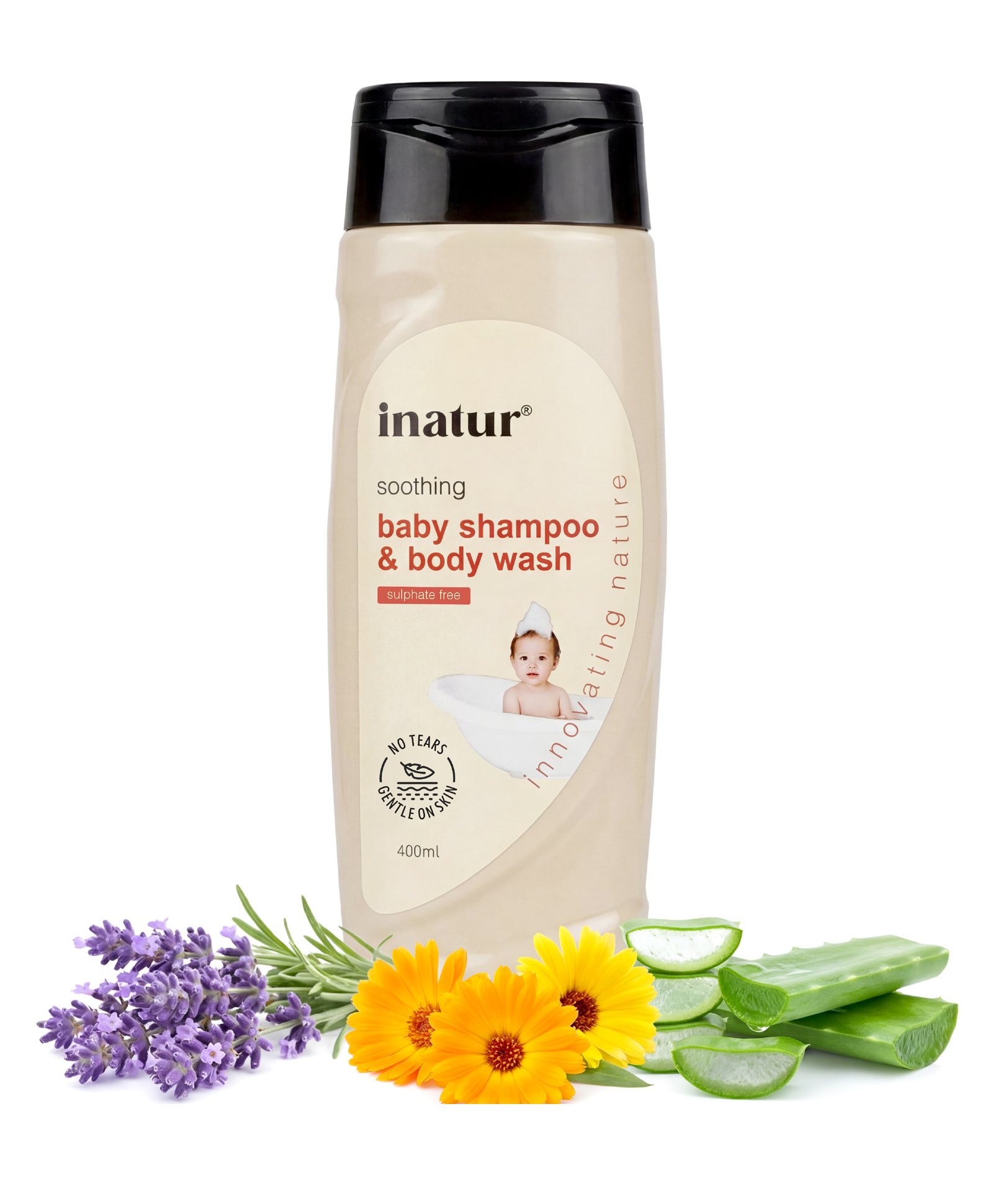inatur Baby Shampoo & Body Wash with Aloe & Calendula | Tear-Free, Soap-Free Gentle Cleanser | 400 ml-image-10