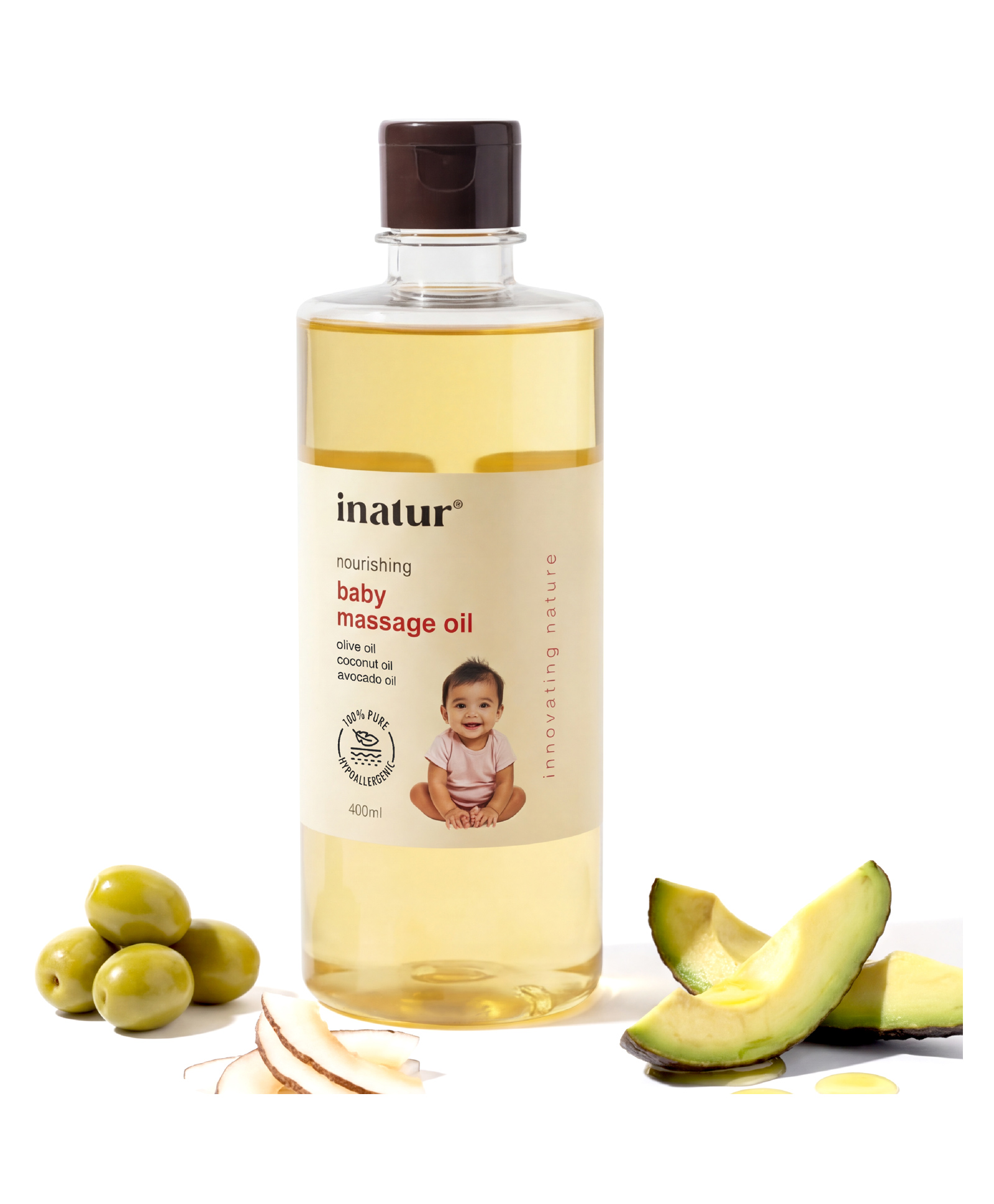 inatur Baby Massage Oil with 5 Nutri Oils | No Mineral Oil | Safe for Newborns & Infants | 400 ml-image-25