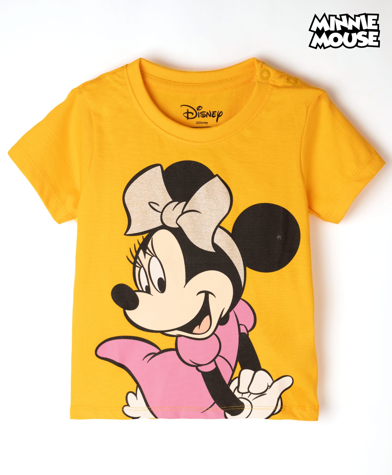 Babyhug Disney Cotton Single Jersey Knit T-Shirt with Half Sleeves and Minnie Mouse Print - Orange-image-28