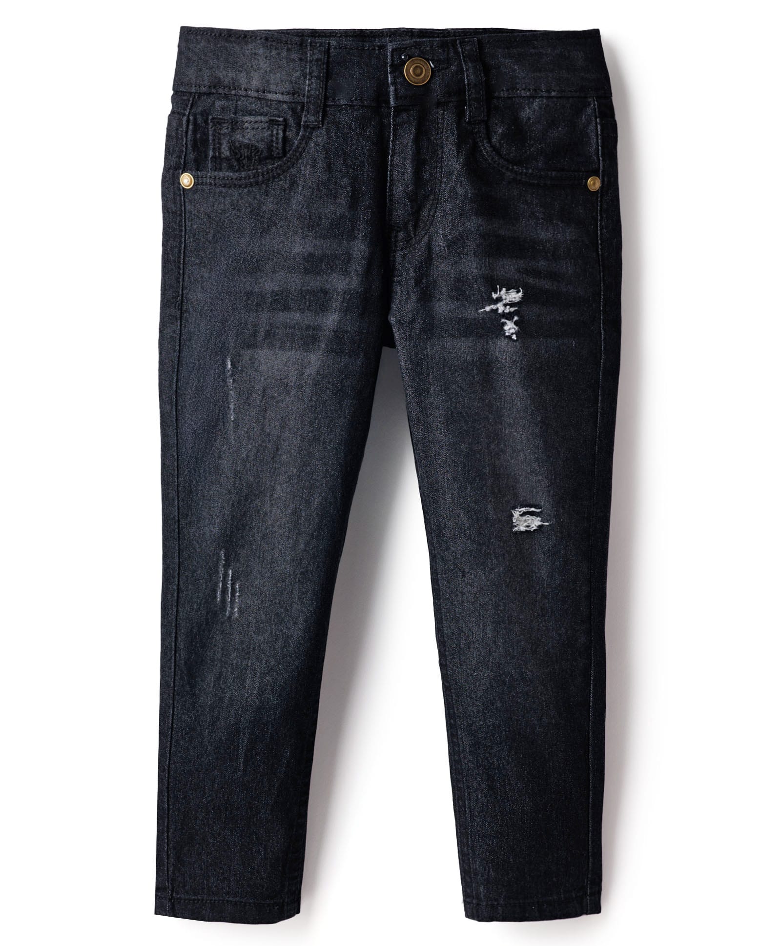 Under Fourteen Only Mid Washed Distressed Jeans - Black-picture-23