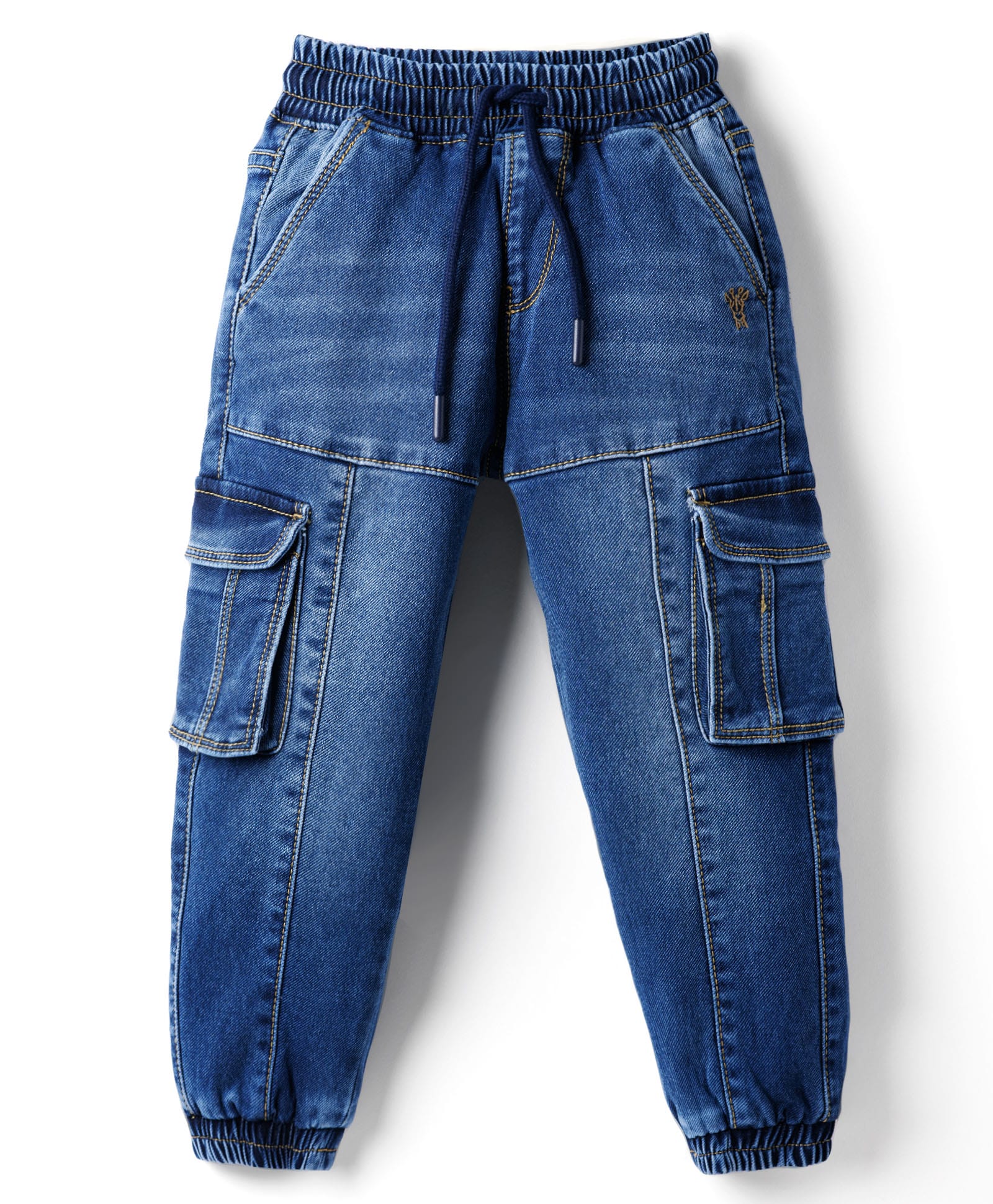 Under Fourteen Only Washed Cargo Style Jeans - Dark Blue-picture-34