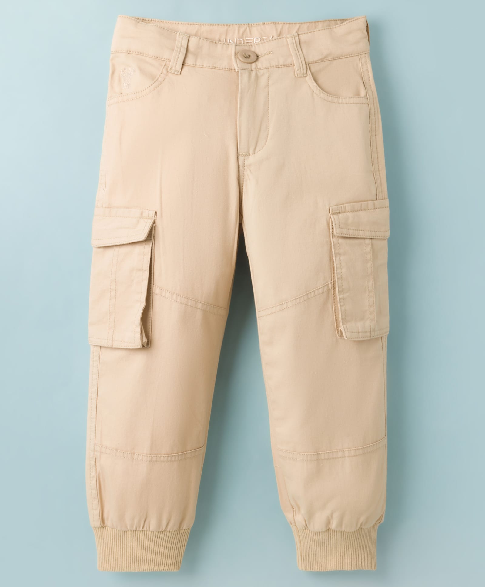 Under Fourteen Only Solid Cargo Style Joggers - Beige-picture-35
