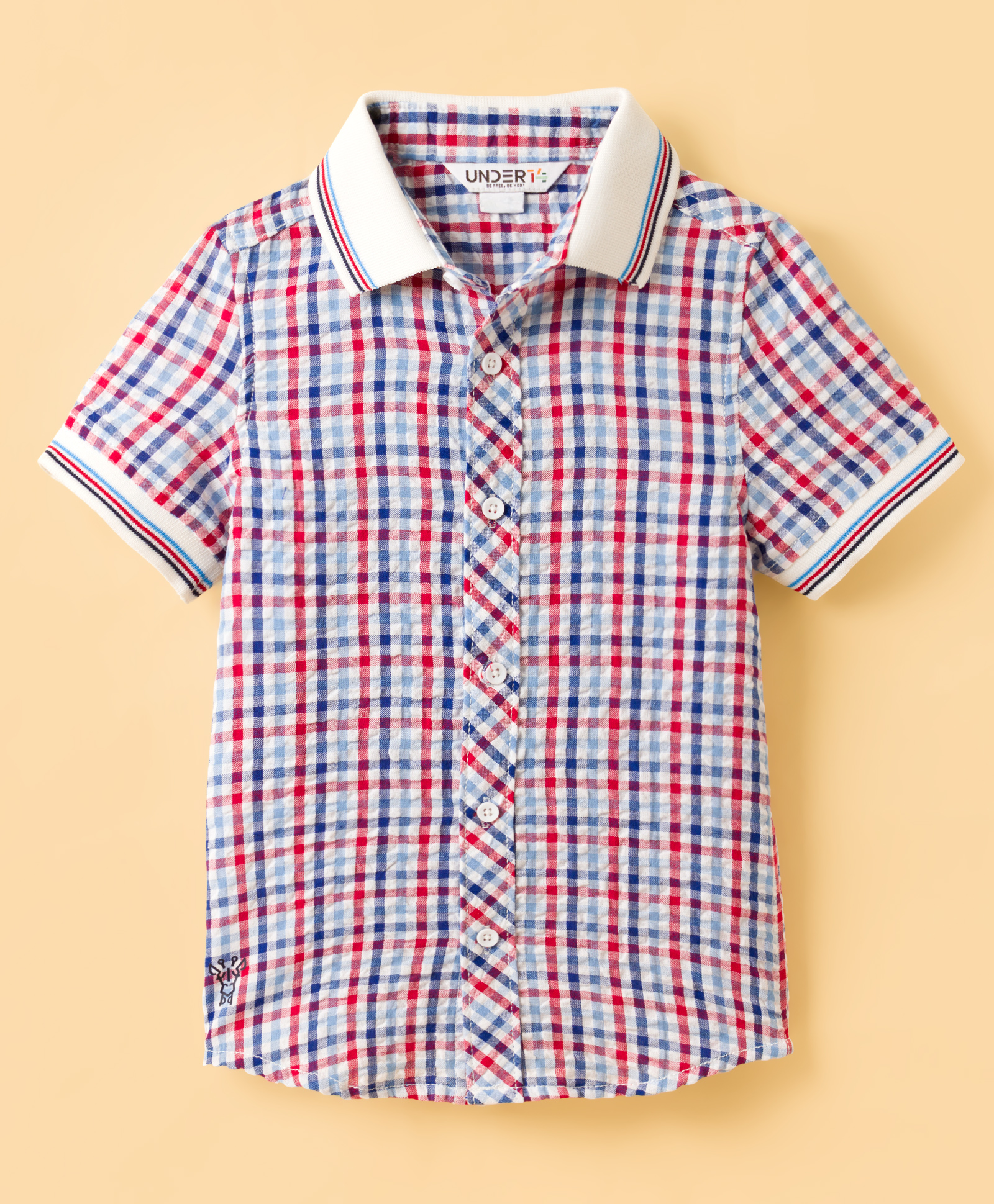 Under Fourteen Only Half Sleeves Checked Shirt - Blue-picture-13