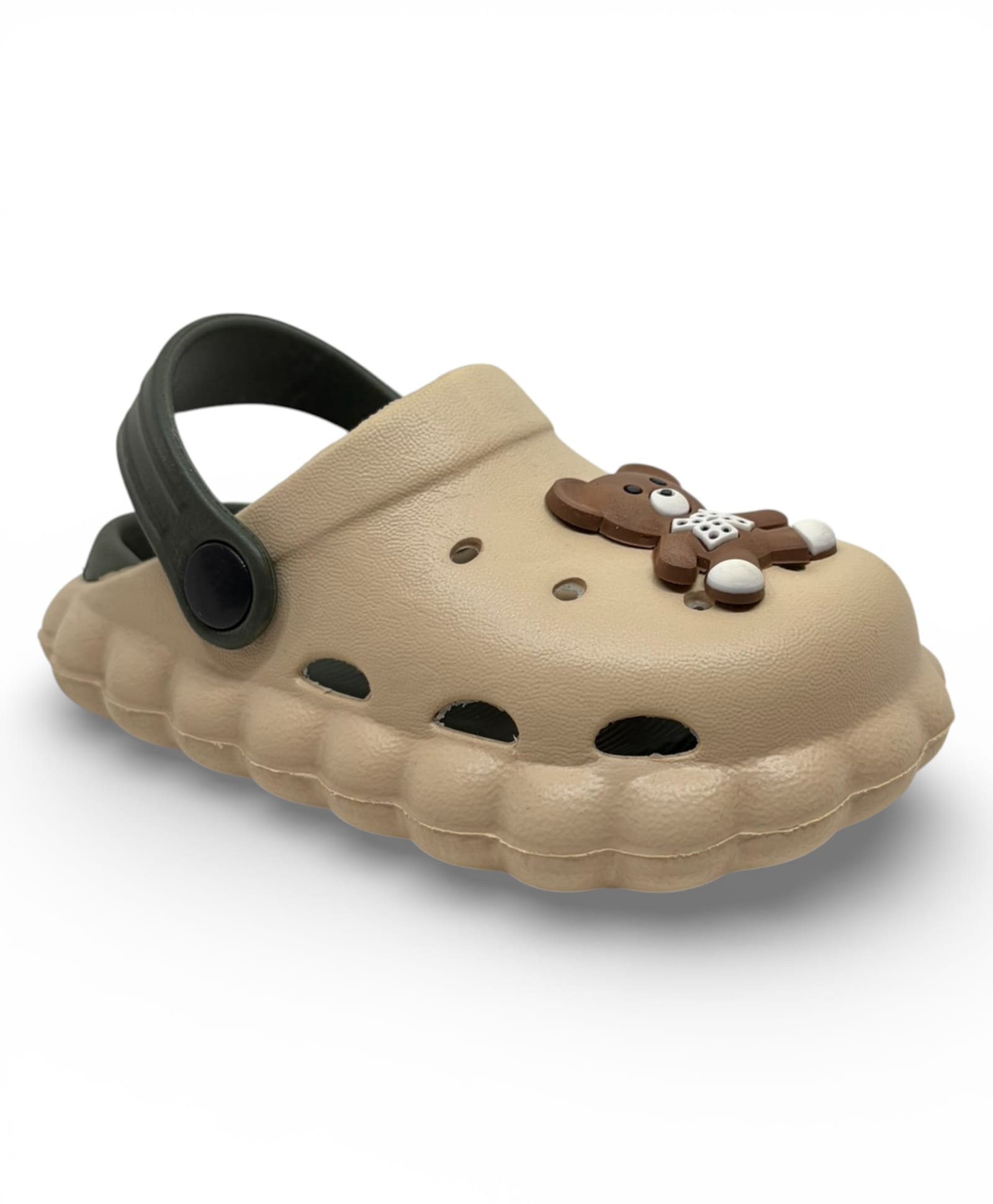 Lil Lollipop Bear Applique Detailed Perforated Anti Slip Slingback Clogs - Beige-image-11
