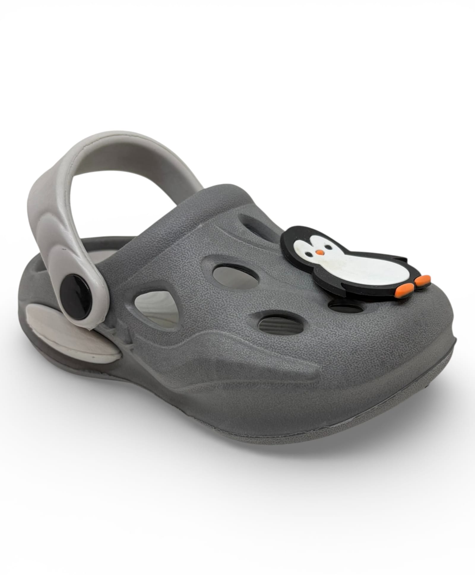 Lil Lollipop Penguin Applique Detailed Perforated Anti Slip Slingback Clogs - Grey-picture-11