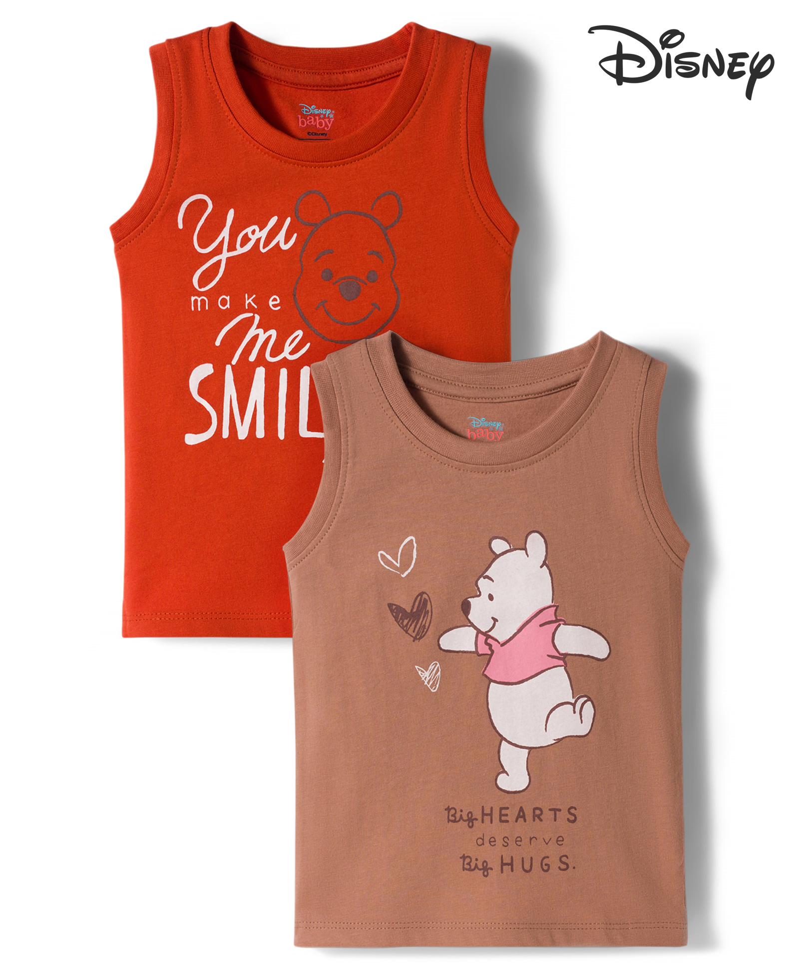 Babyoye Disney Interlock Knit Sleeveless Vests With Winnie The Pooh Graphics Pack of 2 - Multicolor-image-44