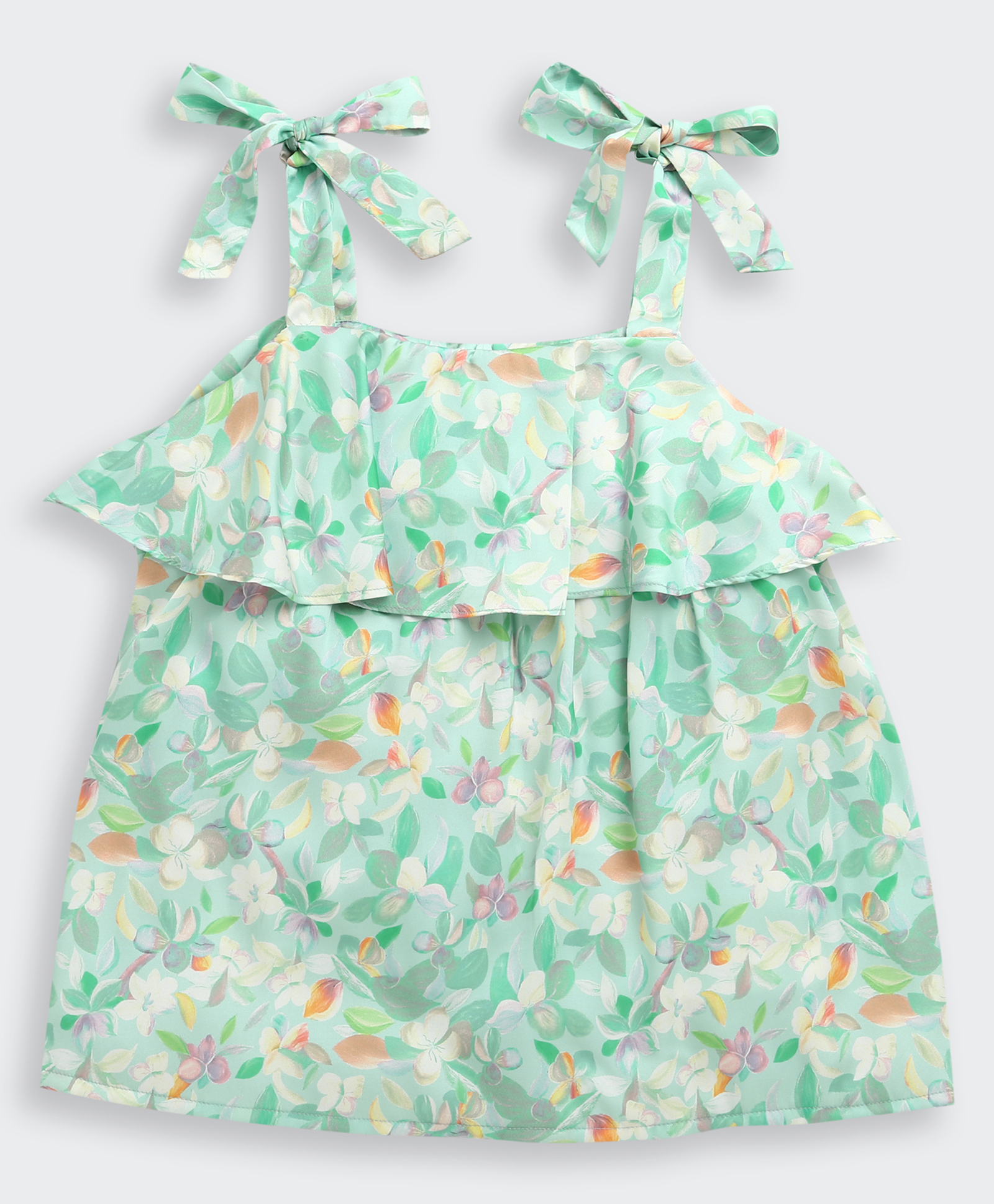 Tiny Girl Woven Sleeveless Floral Printed Top - Green-picture-38