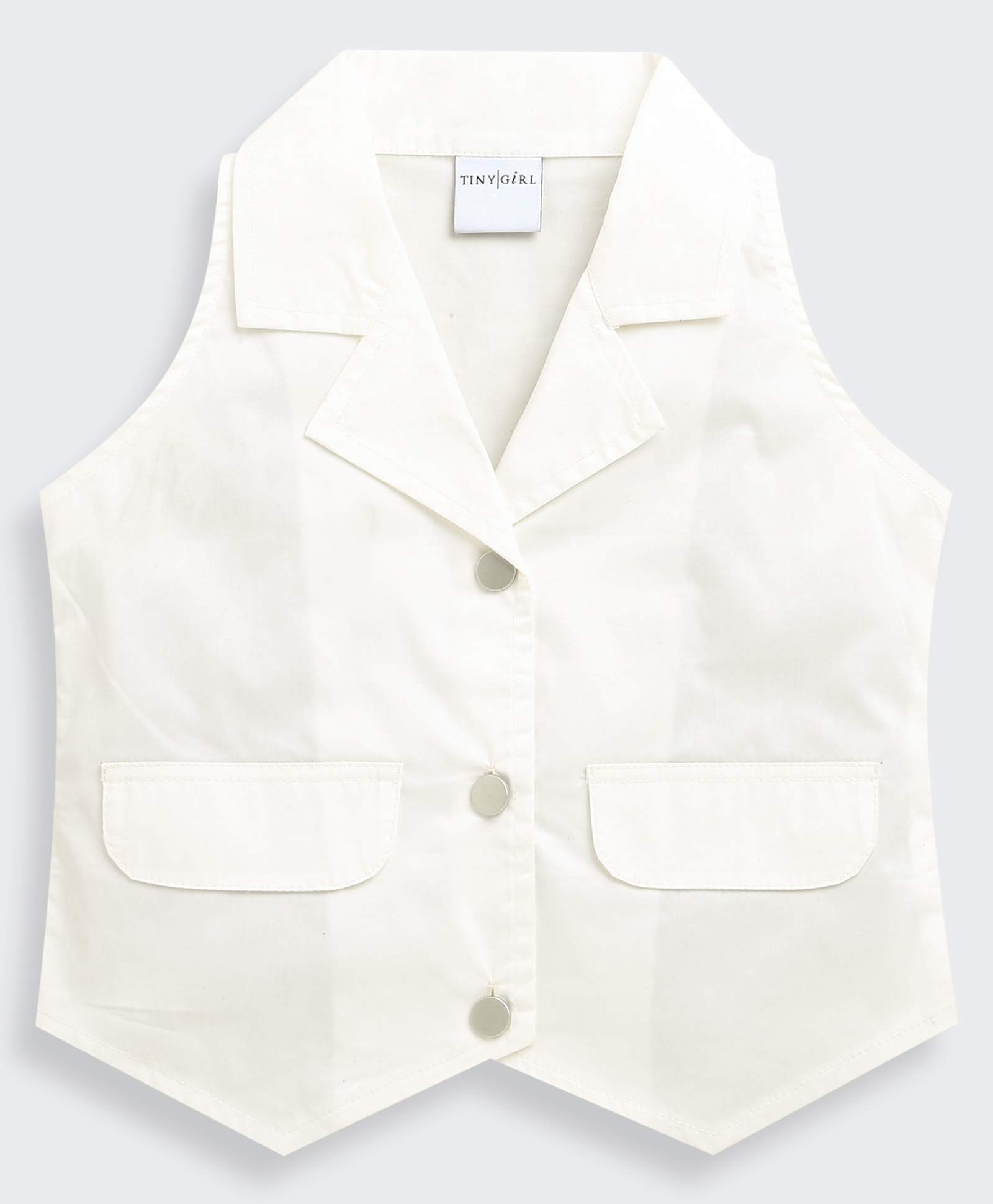 Tiny Girl Woven Sleeveless Solid Top - White-picture-32