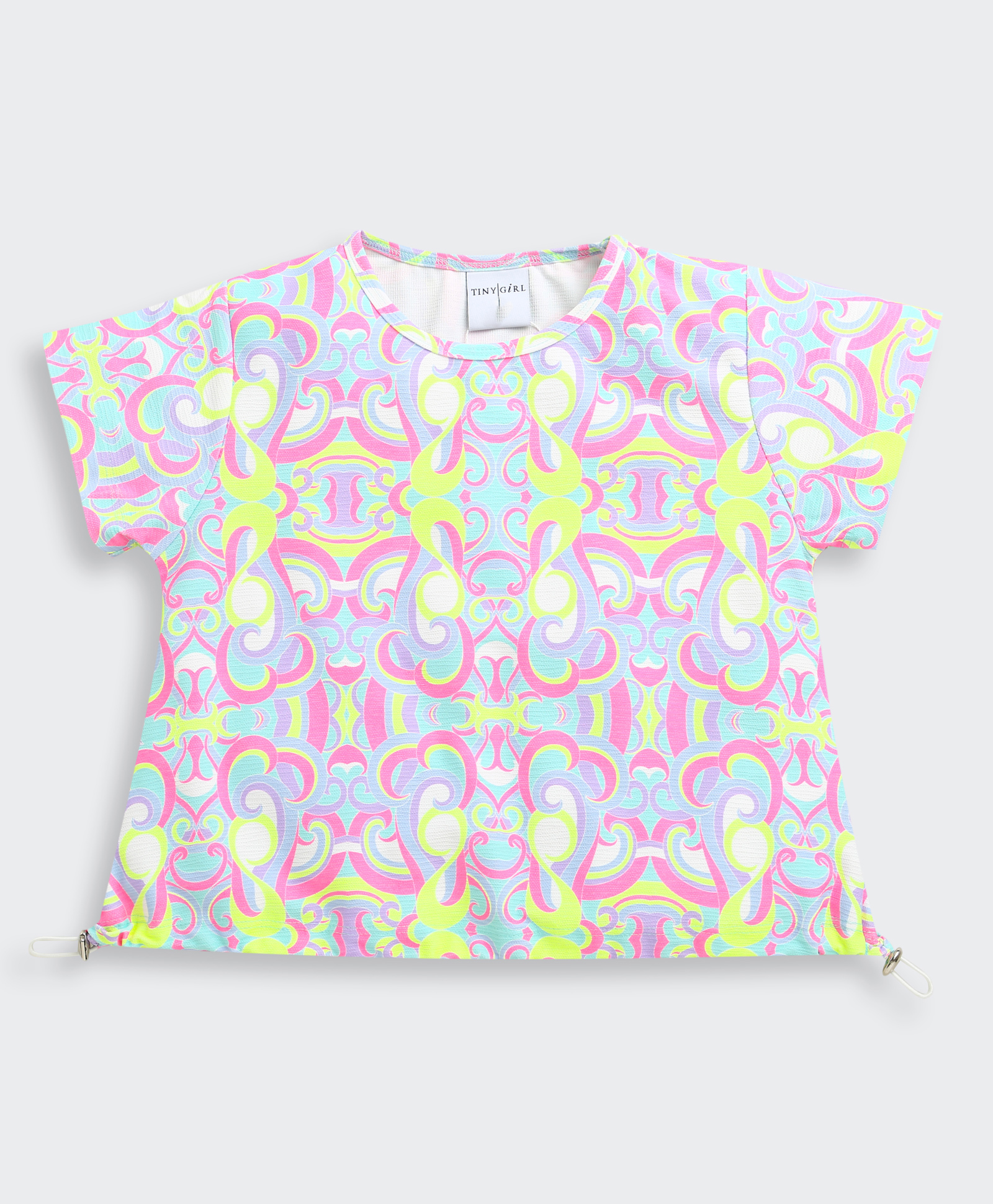 Tiny Girl Woven Half Sleeves Abstract Printed Top - Pink-picture-36