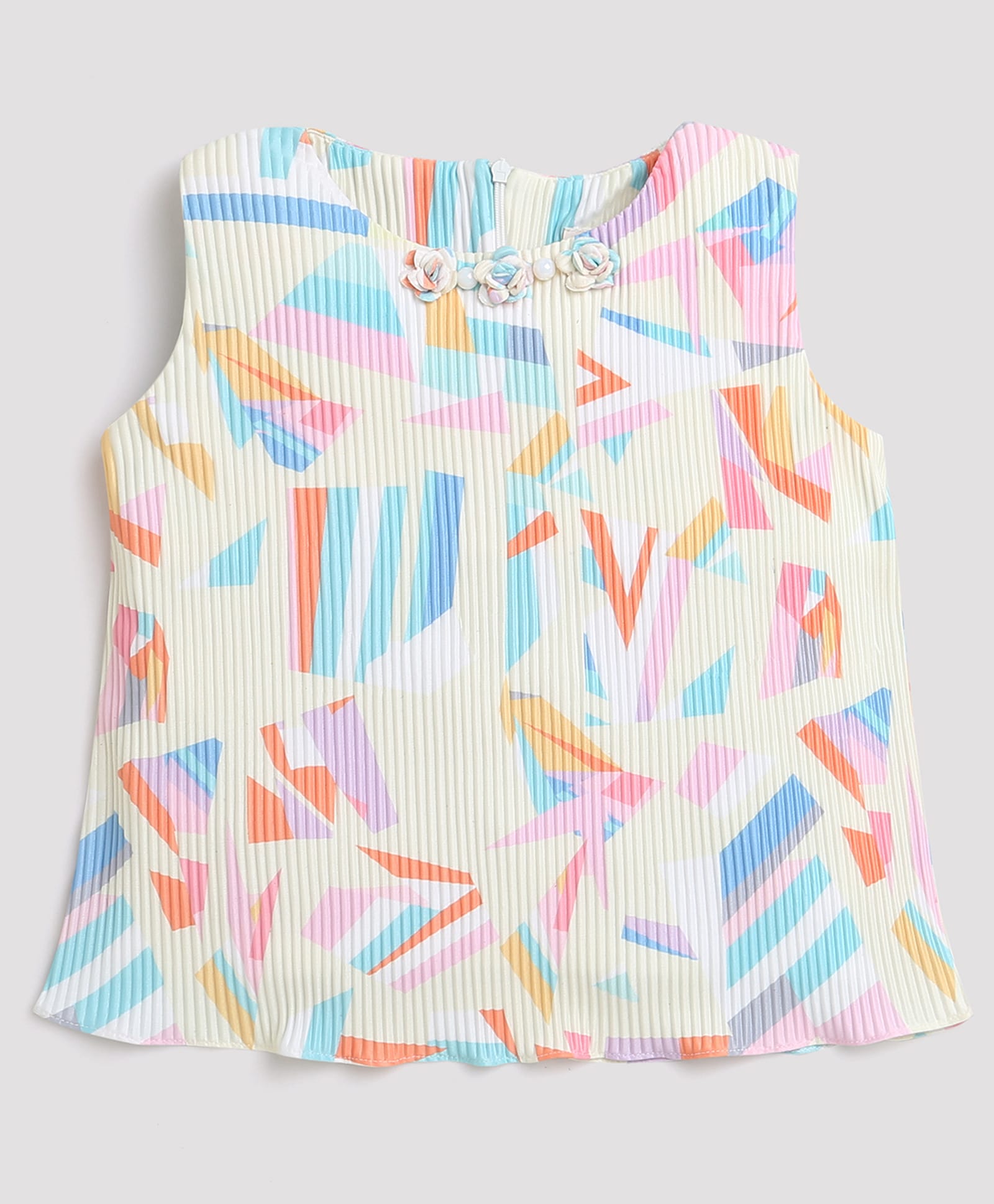 Tiny Girl Woven Sleeveless Geometric Printed Top - Yellow-picture-48