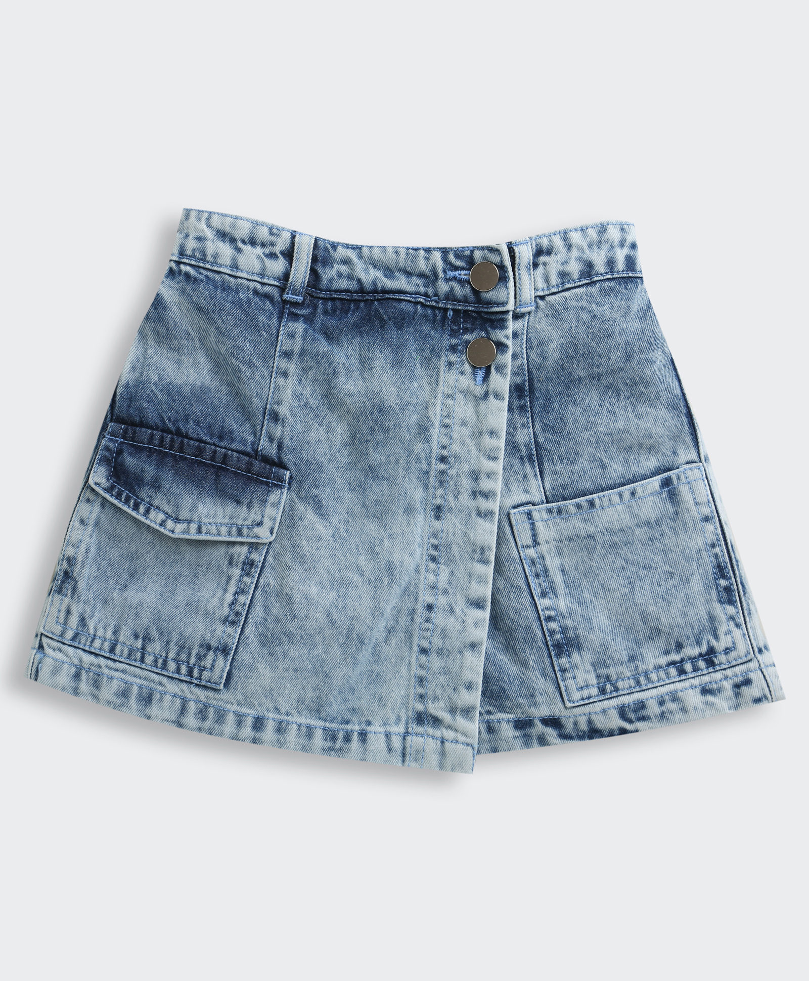 Tiny Girl Cotton Woven Washed Skort - Blue-picture-18