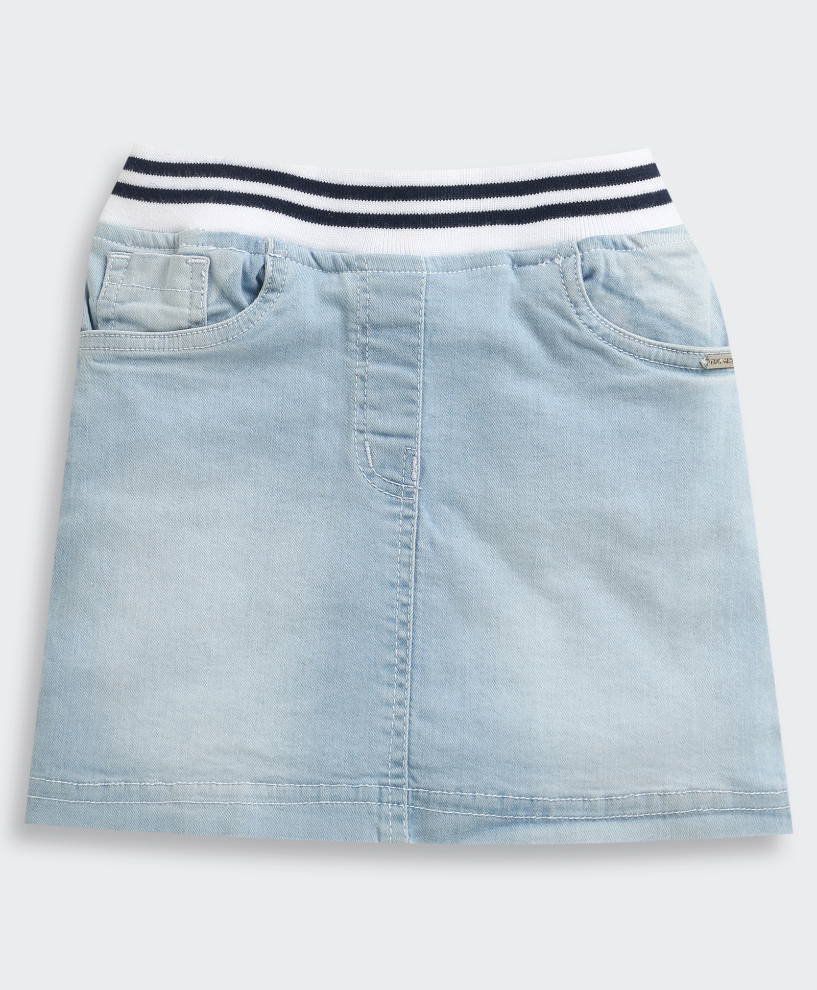 Tiny Girl Denim Knit Mild Washed Skirt - Blue-picture-24