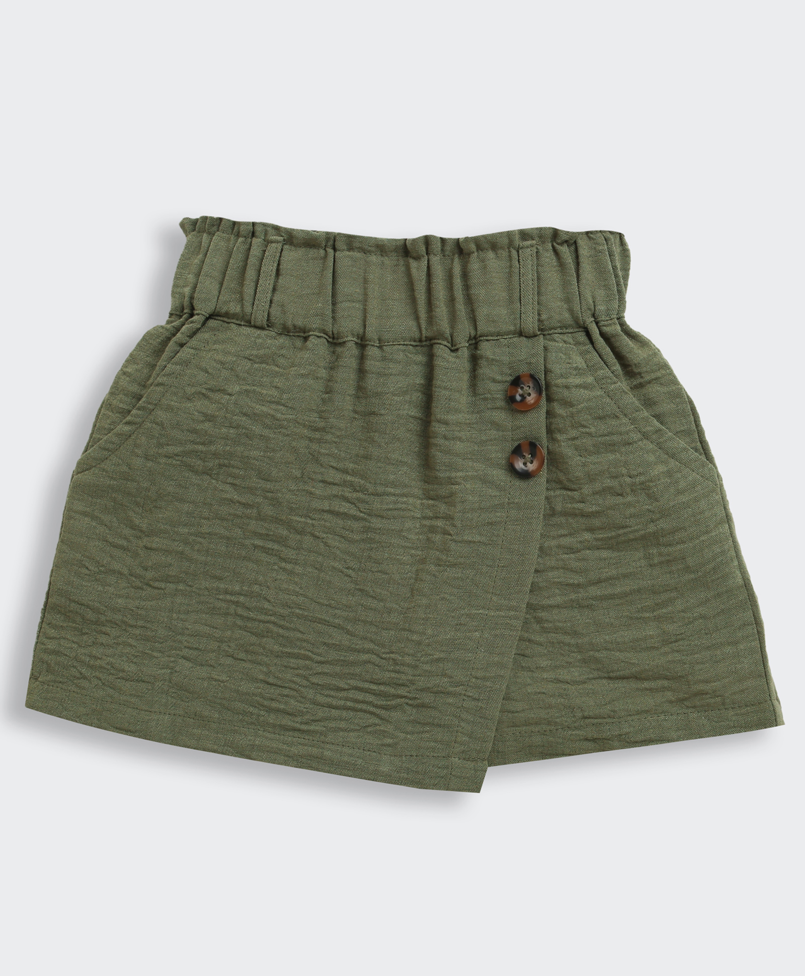 Tiny Girl Cotton Woven Soild Skirt - Olive Green-picture-19