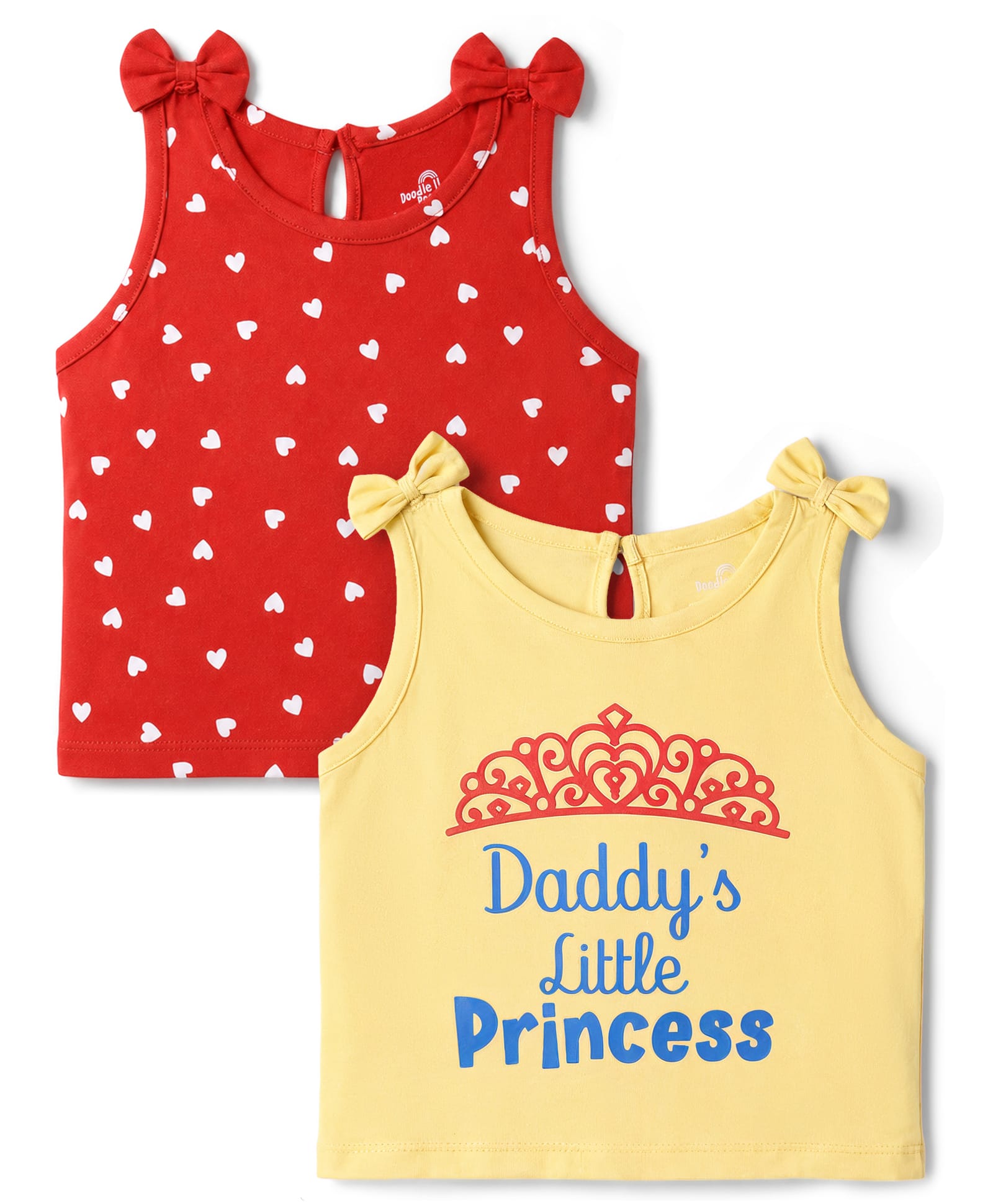 Doodle Poodle Cotton Knit Tops Sleeveless Printed Red 6-9 Months Pack of 2-image-1