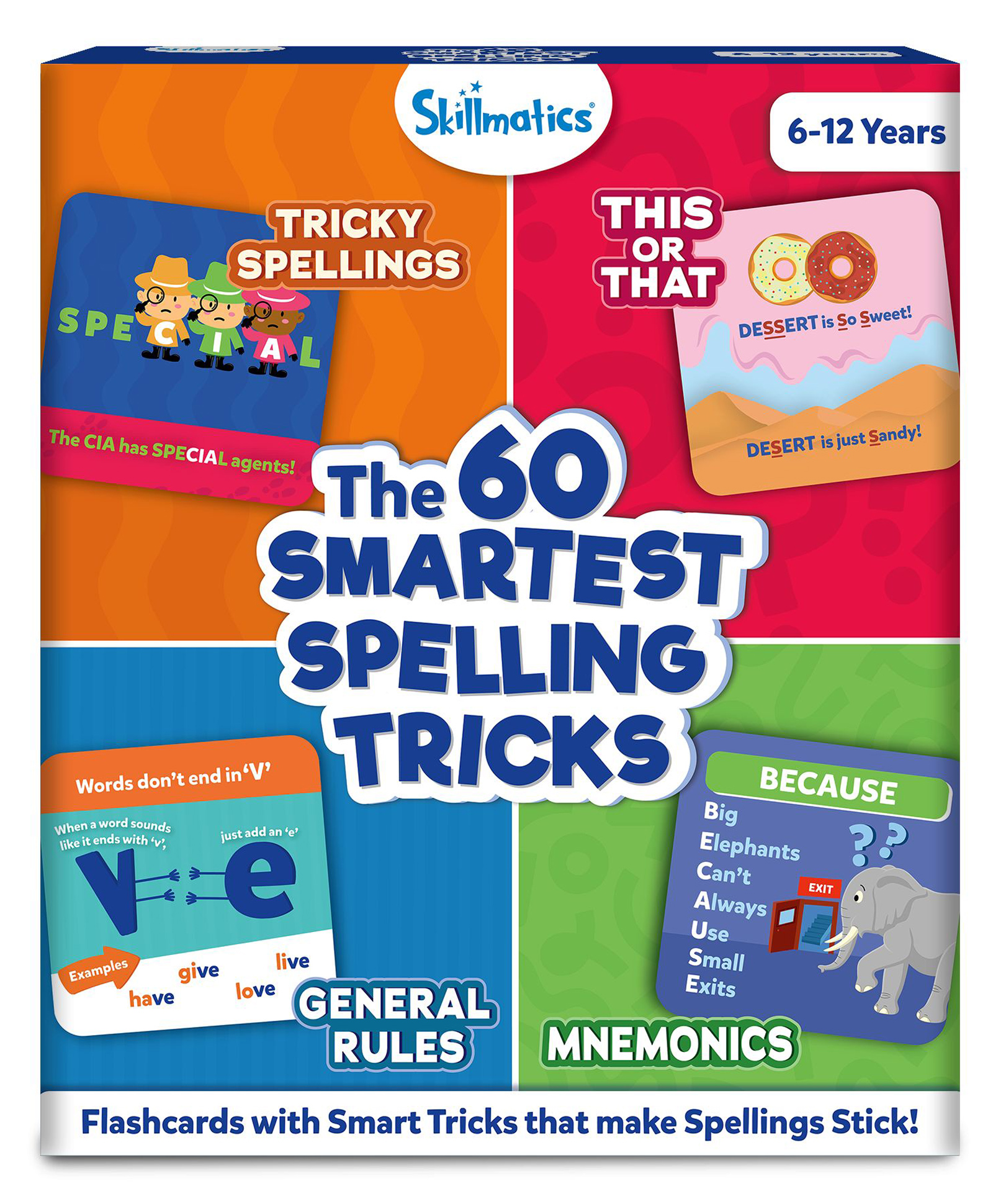 Skillmatics Spelling Tricks Flash Cards for Kids 60 Cards with 4 Categories, Spelling Strategies for Writing Practice and Test Prep, Screen-Free Language Learning Aids, for Ages 6 to 12-image-38