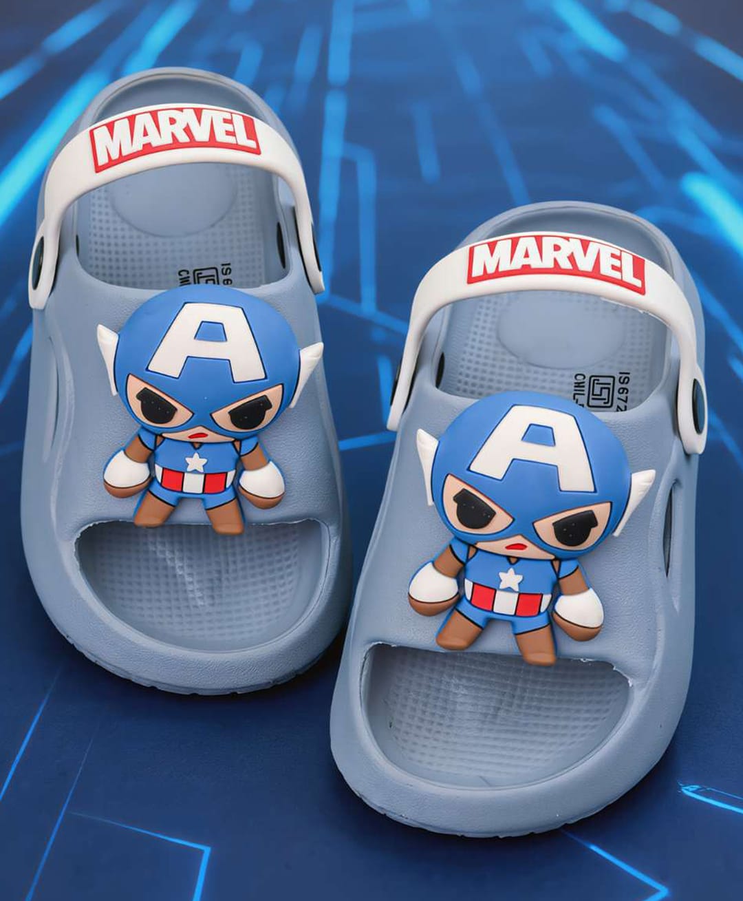 Yellow Bee Marvel Avengers Featuring Captain America Applique Detailed Slingback Sandals - Blue-picture-28