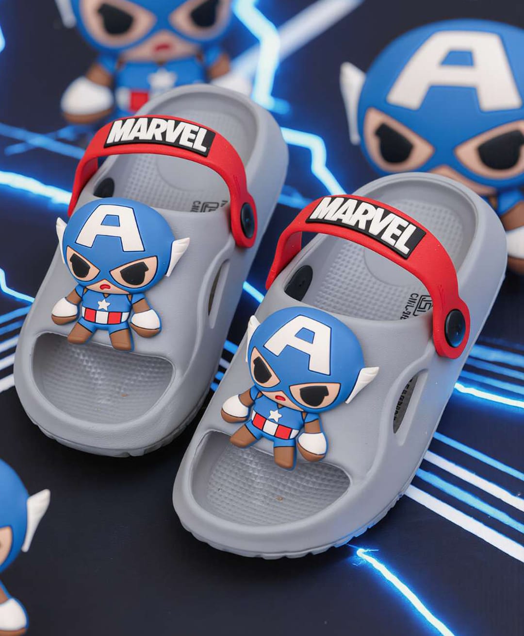 Yellow Bee Marvel Avengers Featuring Captain America Applique Detailed Slingback Sandals - Grey-picture-26