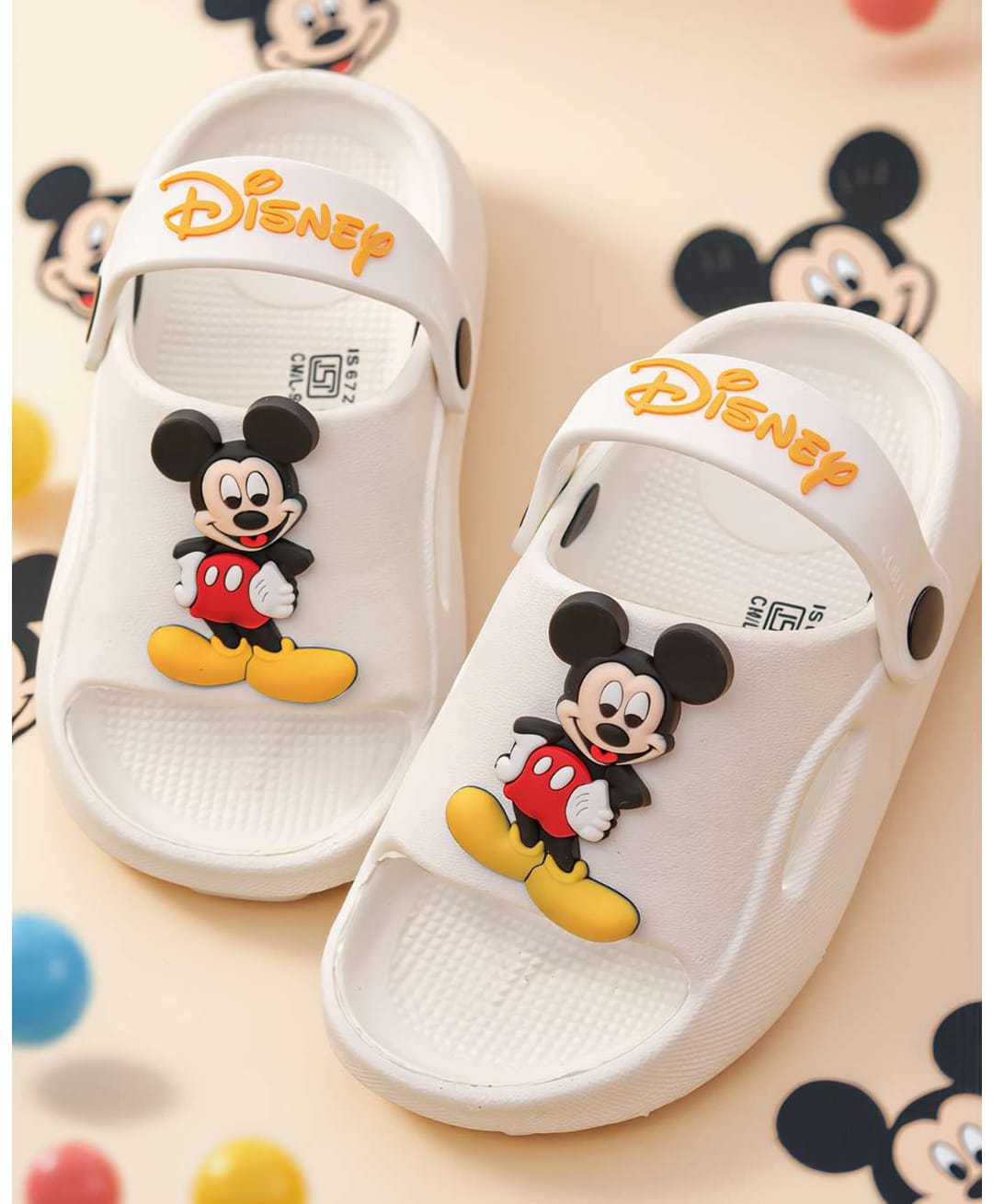 Yellow Bee Disney Mickey & Friends Featuring Character Applique Detailed Slingback Sandals - White-picture-14