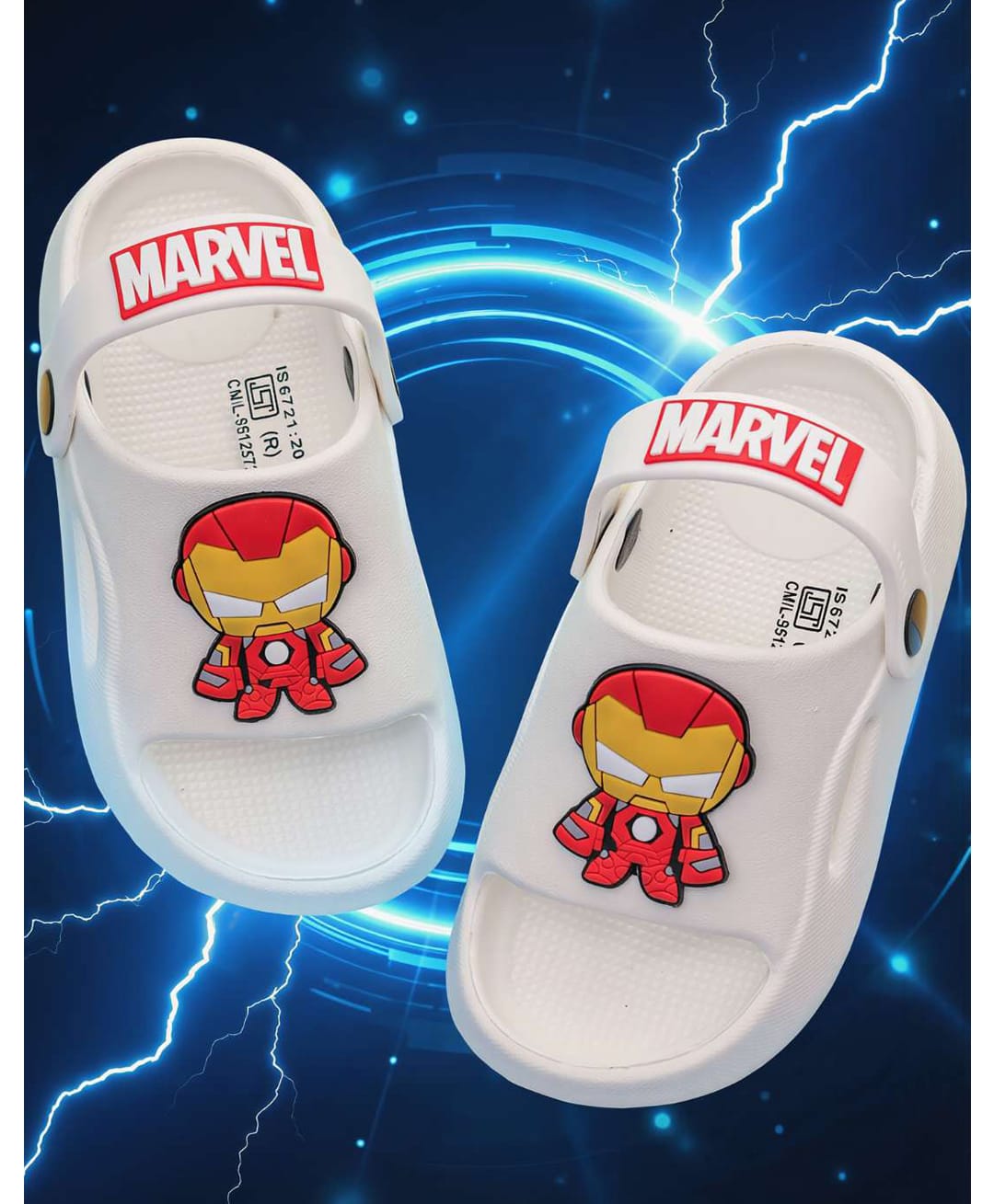 Yellow Bee Marvel Avengers Featuring Iron Man Applique Detailed Slingback Sandals - White-picture-41