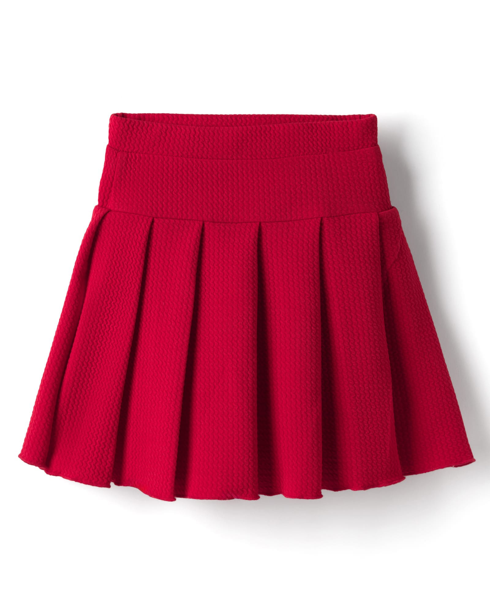 CrayonFlakes Knit Solid Pleated Skirt - Red-picture-20