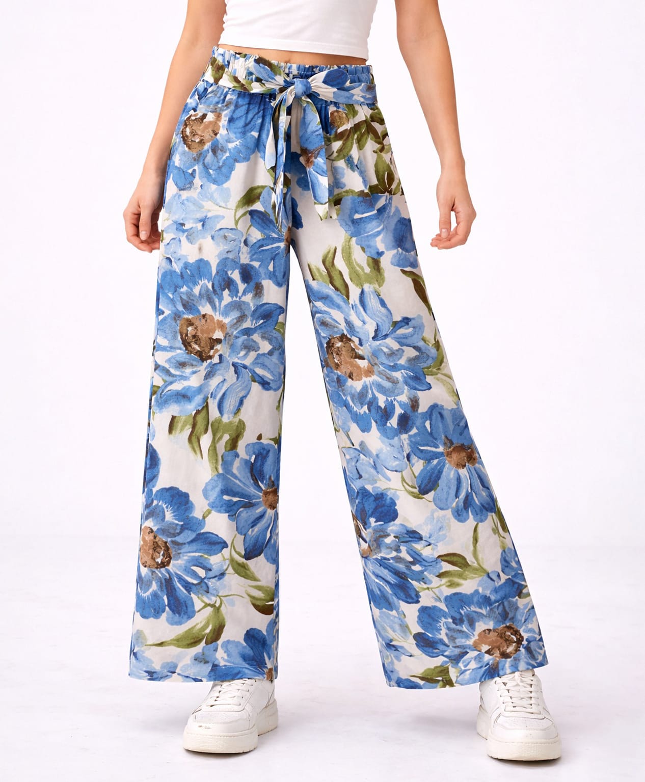 CrayonFlakes Rayon Woven Floral Printed Palazzo - Off White-picture-23