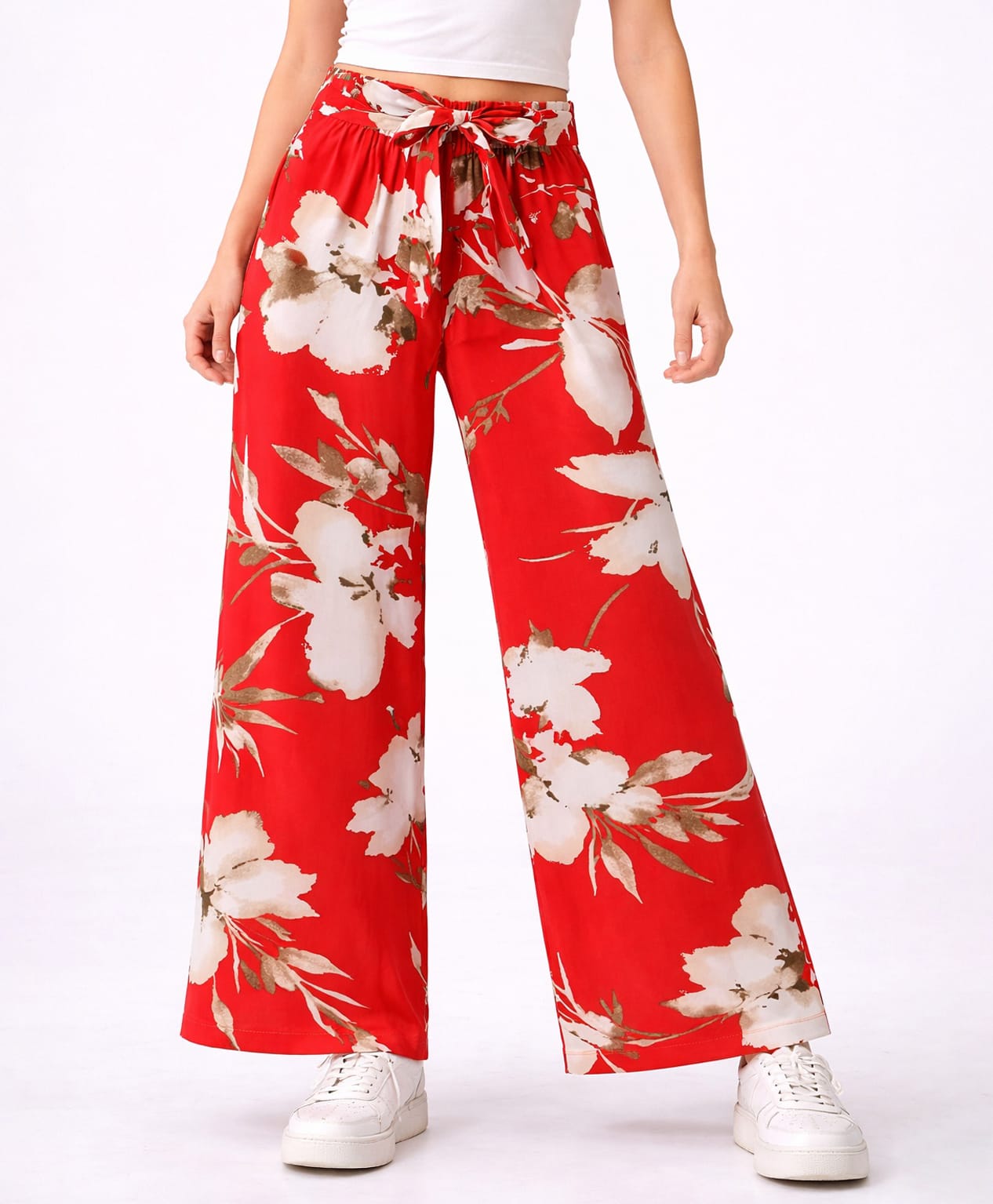 CrayonFlakes Rayon Woven Floral Printed Palazzo - Orange-image-48