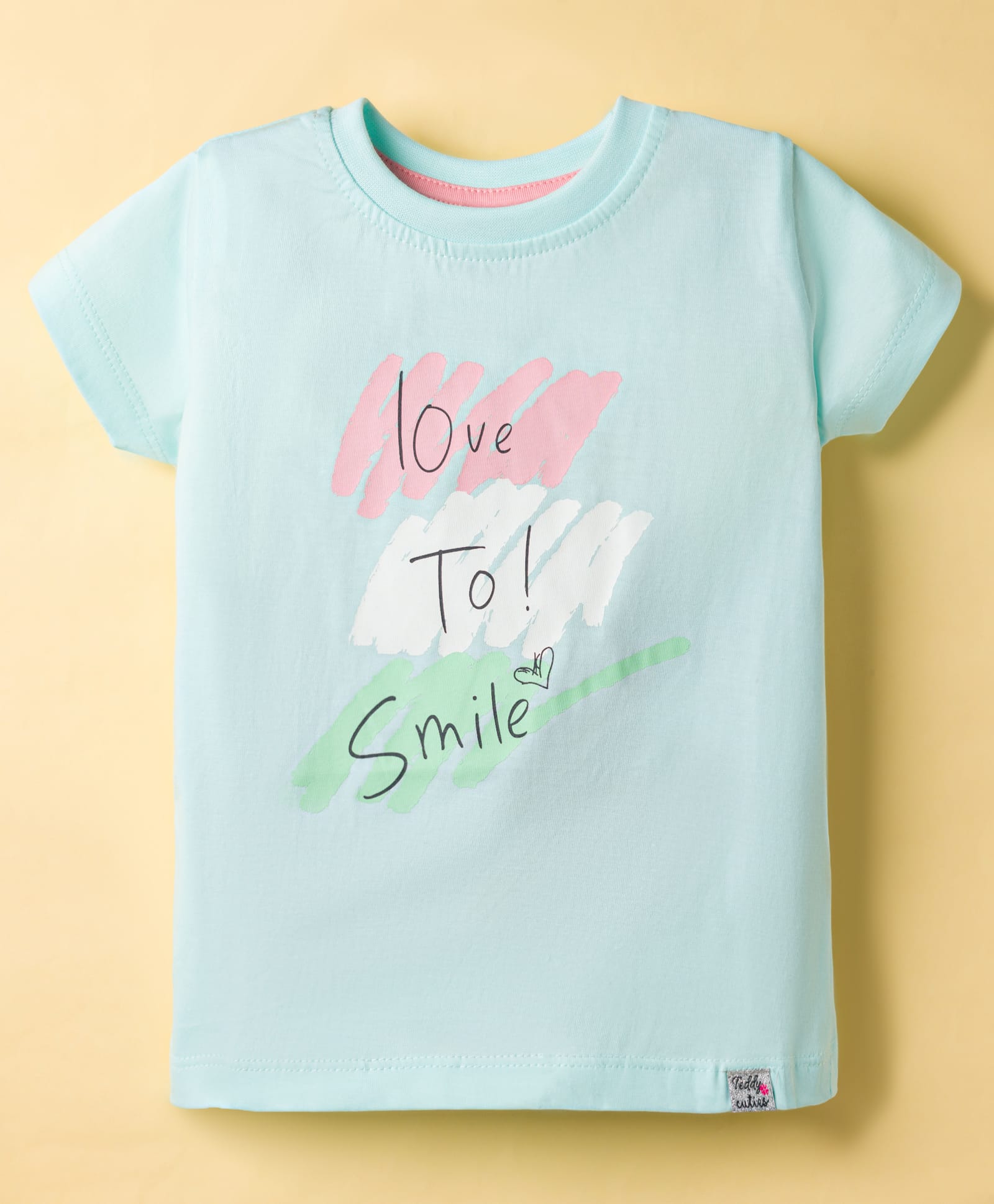 Teddy Sinker Knit Half Sleeves T-Shirt With Text Print - Blue-picture-8