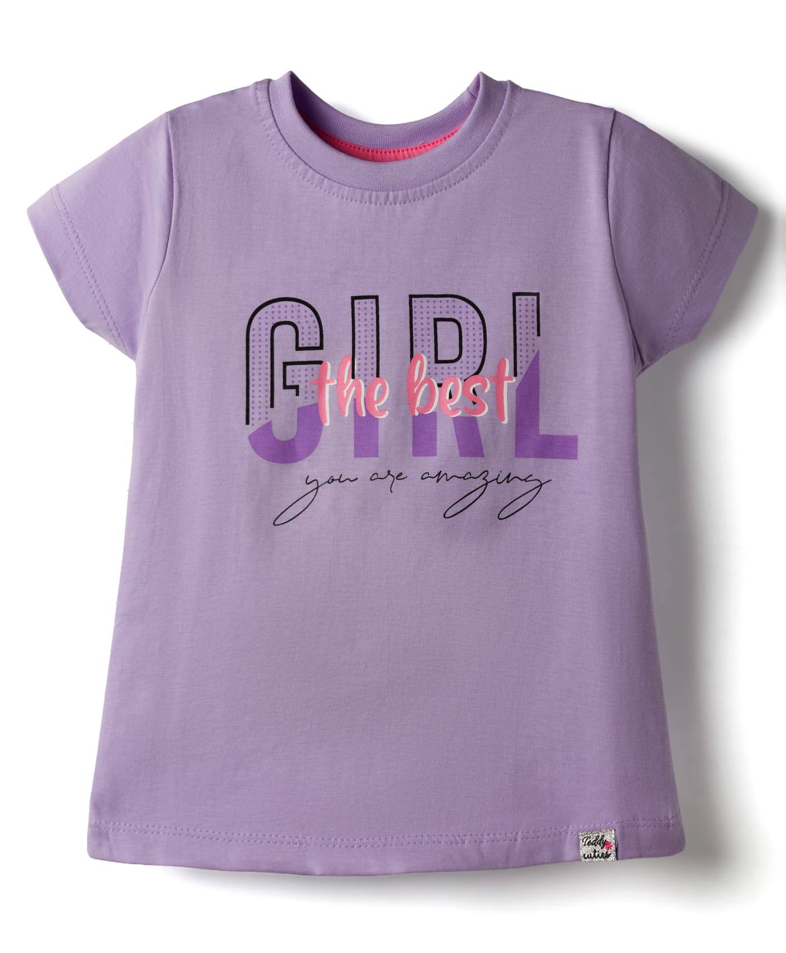 Teddy Sinker Knit Half Sleeves T-Shirt with Girl the Best Print - Mauve-picture-9