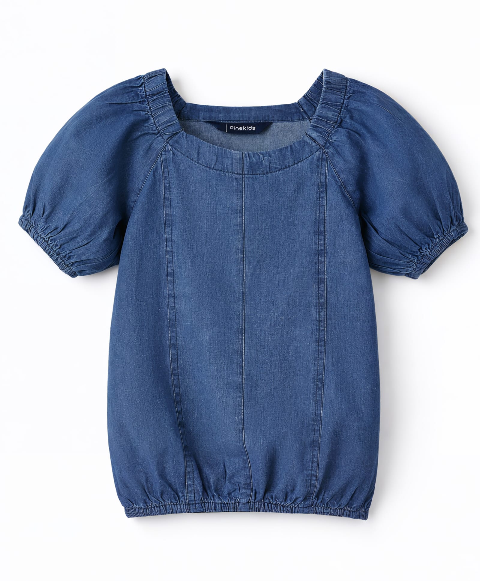 Pine Kids Cotton Woven Puff Sleeve Square Neck Top Blue 4-5 Years-image-10