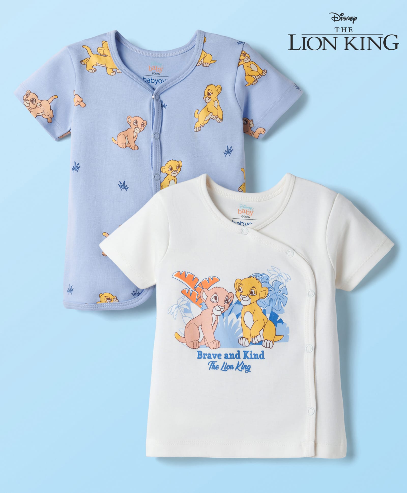 Babyoye Disney Interlock Knit Half Sleeves Jhablas With The Lion King Print Pack of 2 - Multicolor-picture-32