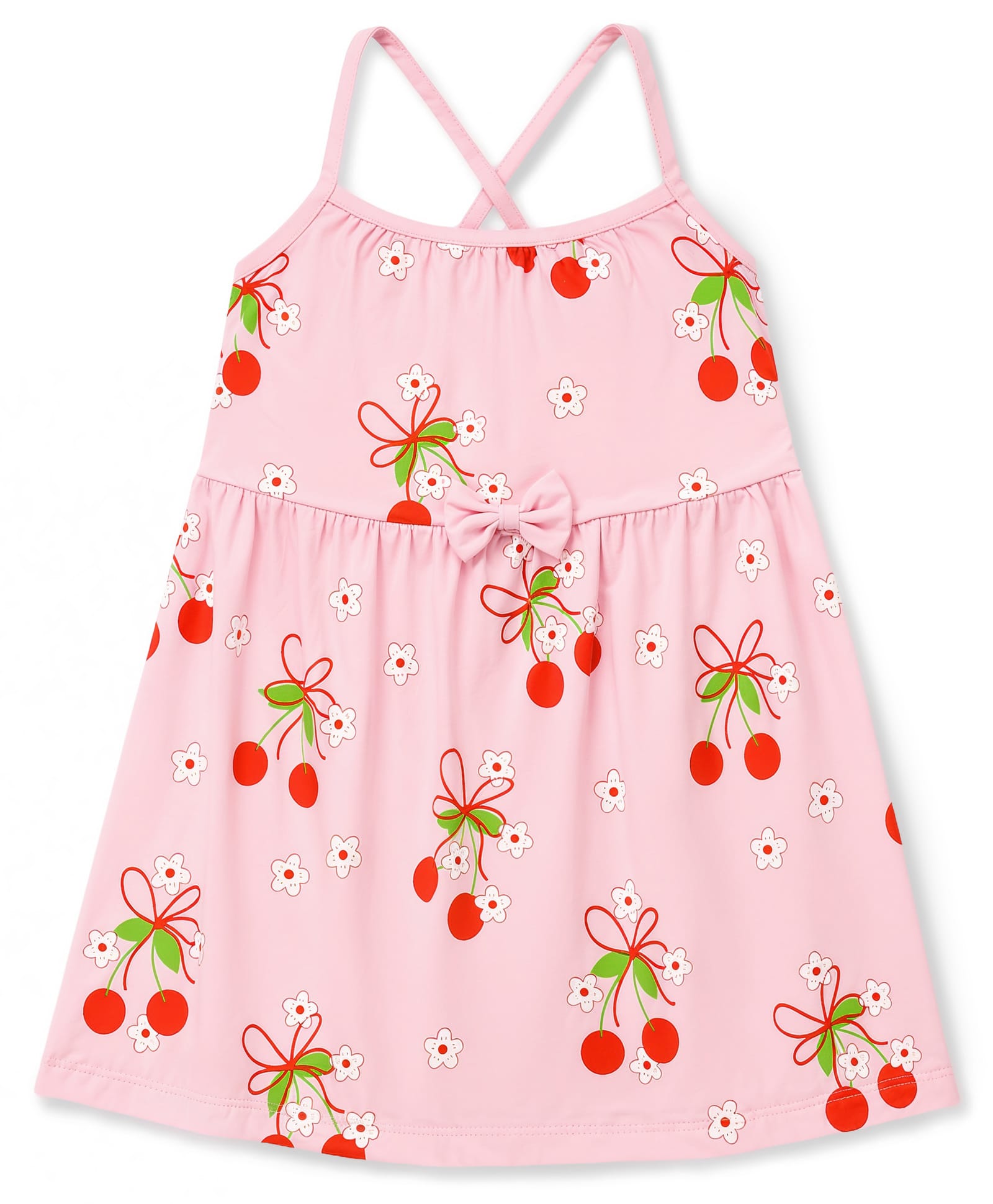 Doodle Poodle 100% Cotton Knit Ruffle Sleeves Bow Printed Frock With Bow Applique - Light Pink-picture-8