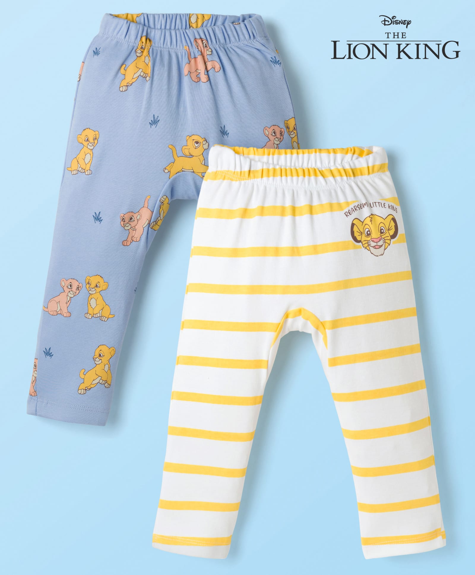 Babyoye Disney Interlock Knit Full Length Diaper Leggings With Lion King Graphics Pack of 2 - Multicolor-picture-0