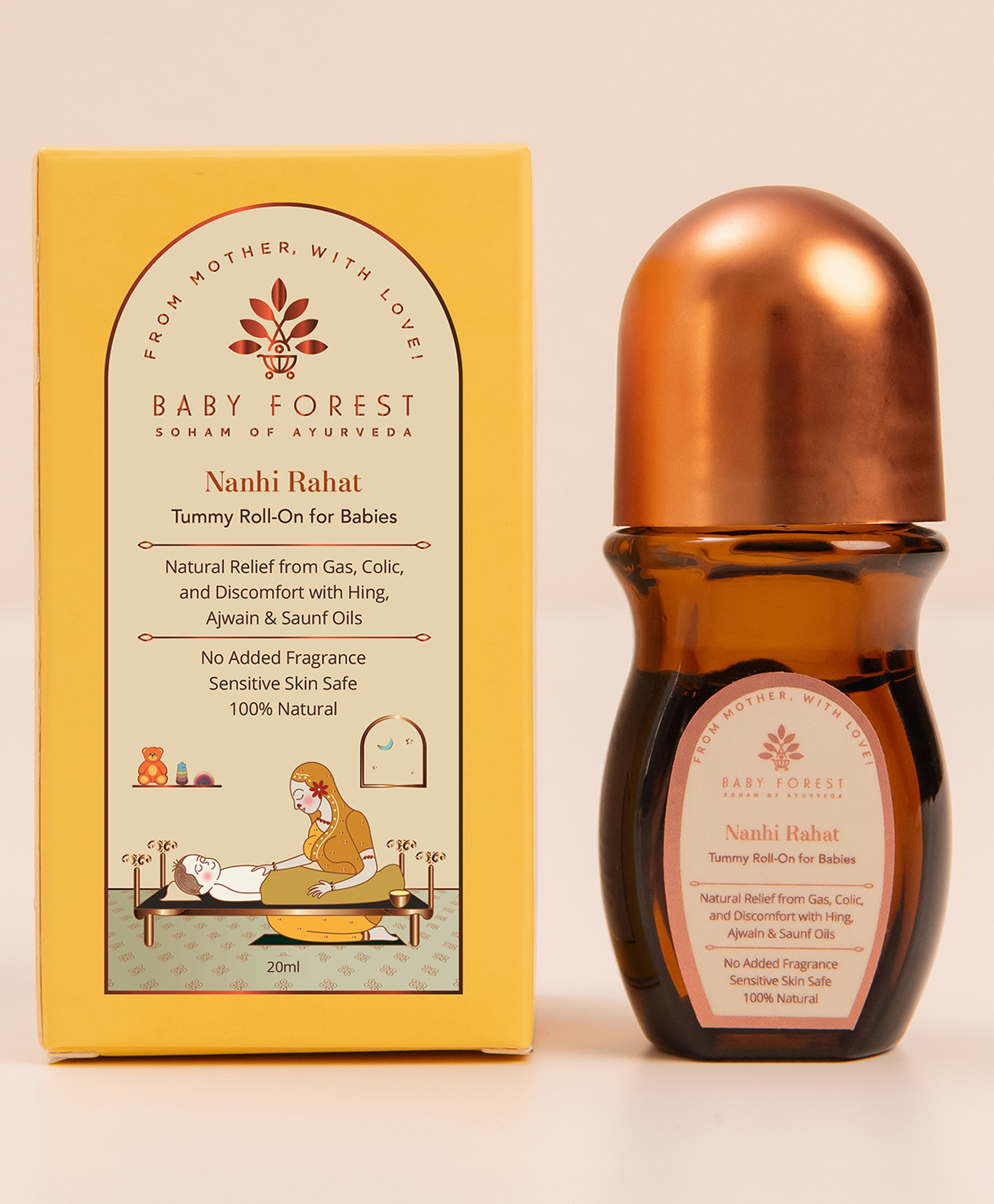 BABY FOREST Nanhi Raahat Baby Tummy Roll-On with Hing Ajwain & Fennel Oils - 20 ml-picture-25