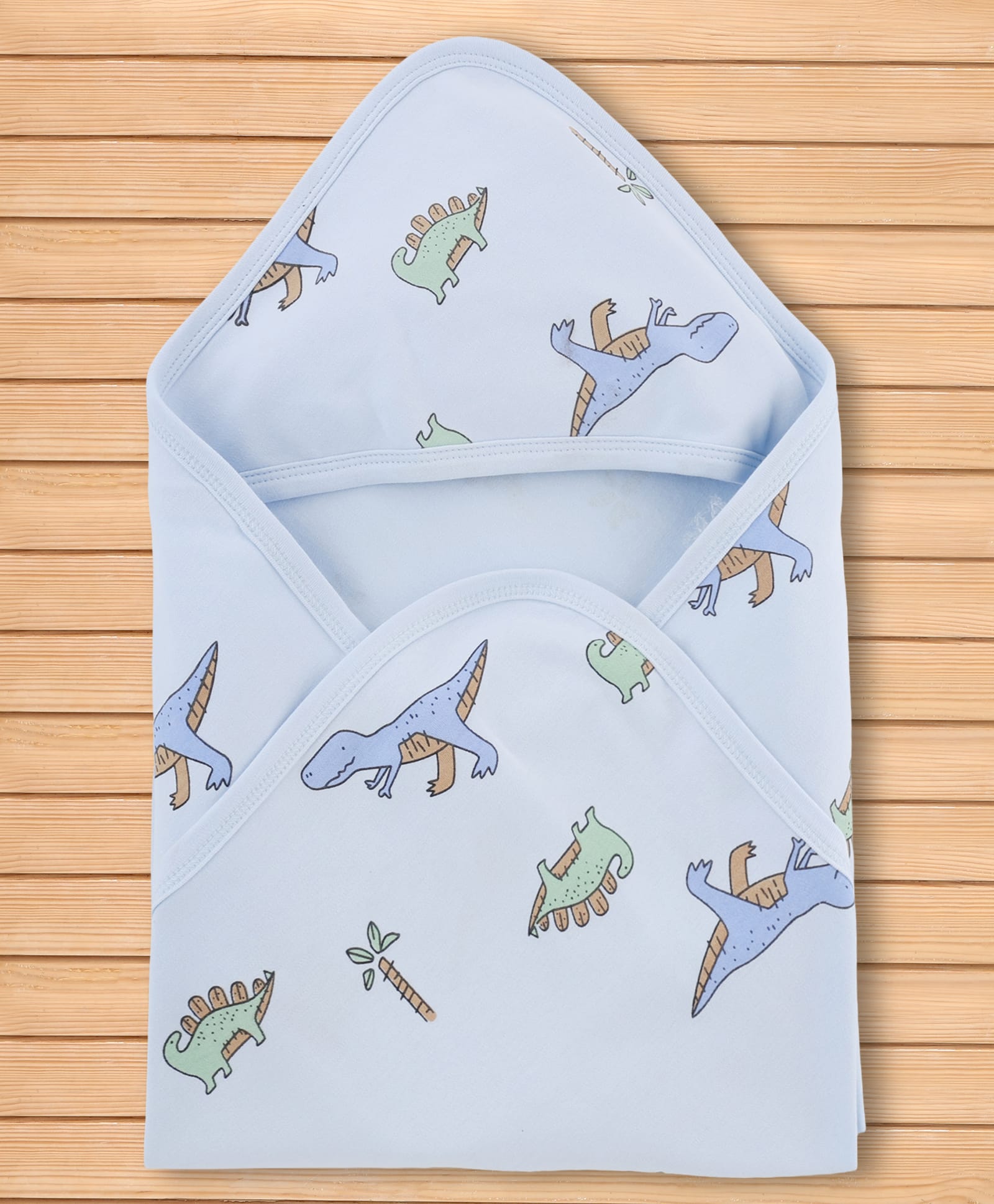kookie kids india Kookie Kids 100% Cotton Knit Dino Printed Hooded Towel L 76.2 x B 76.2 cm - Light Blue-picture-21
