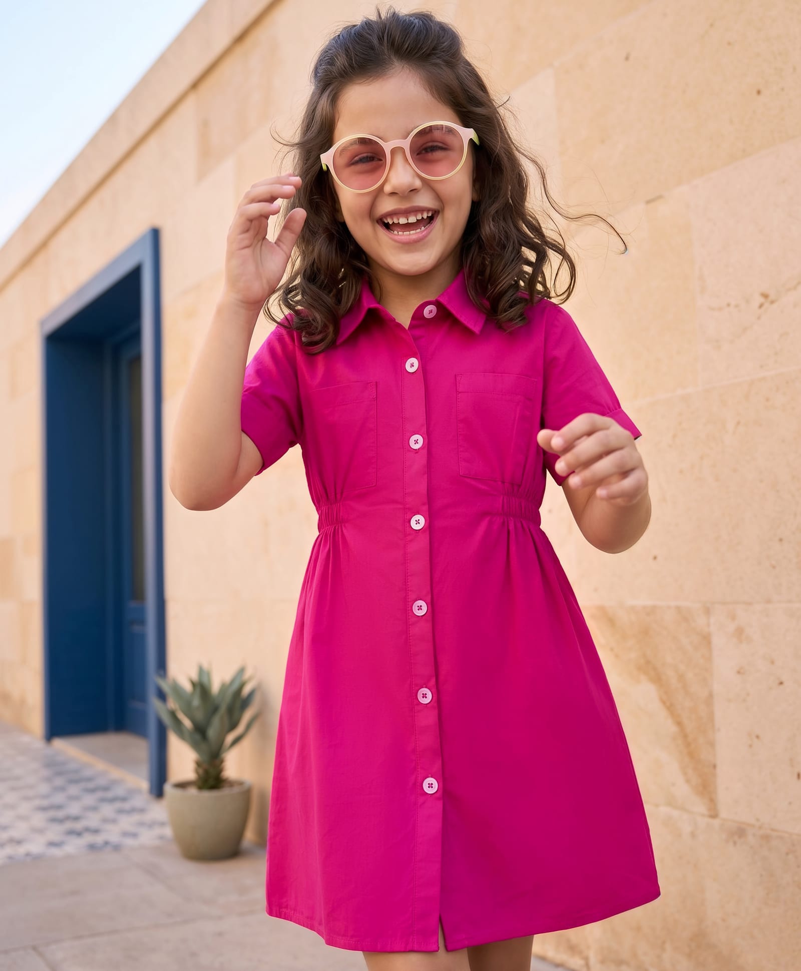 kookie kids india Kookie Kids Poplin Woven Sleeveless Floral Printed A Line Tiered Frock - Pink-picture-24