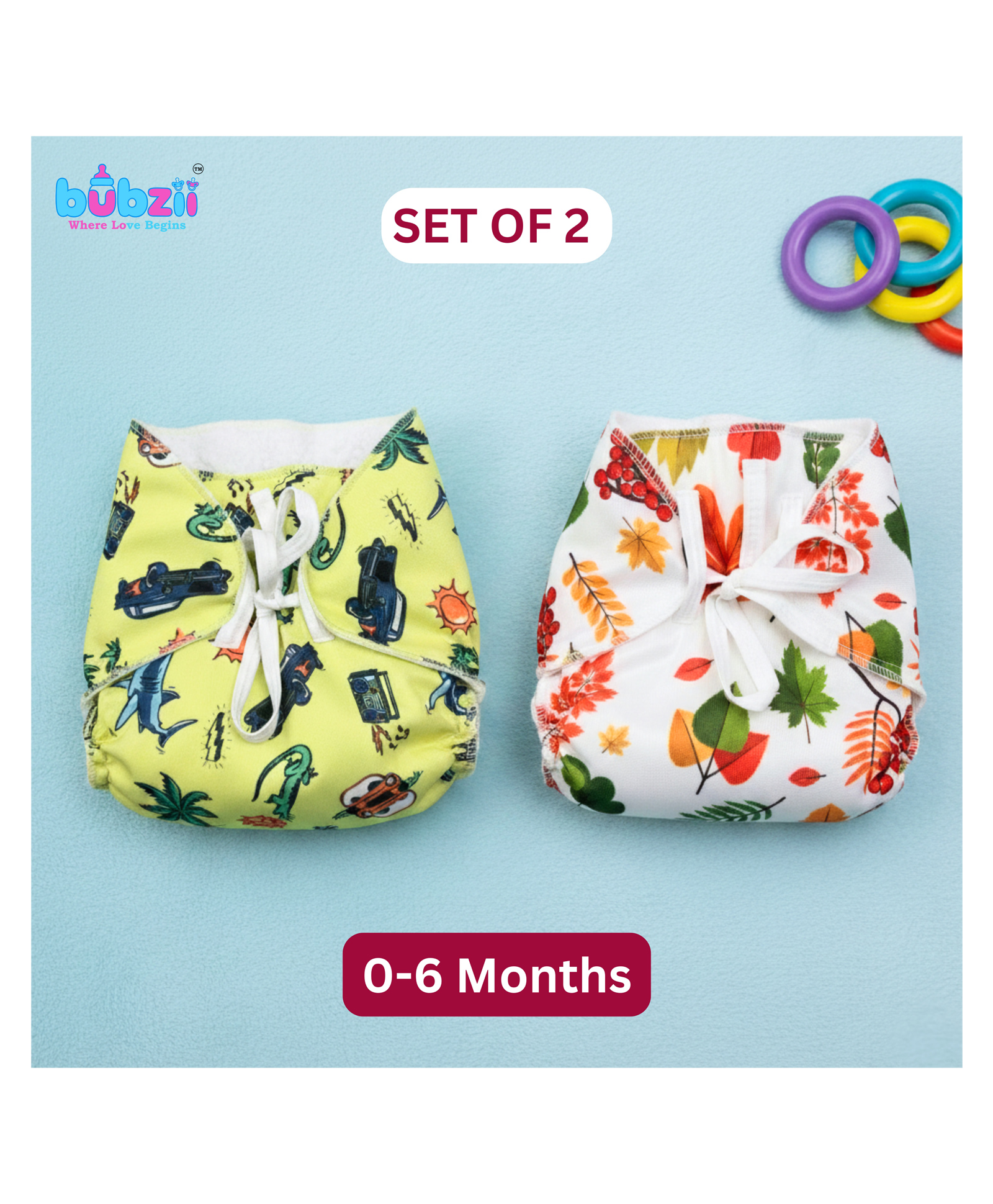 Bubzii Bubzii 100% Cotton Muslin Nappy Set Small Washable Reusable Cotton Langot 0 to 6 months Cloth Nappy New born - Set of 2 Premium Cotton Padding (No Sponge)-image-24