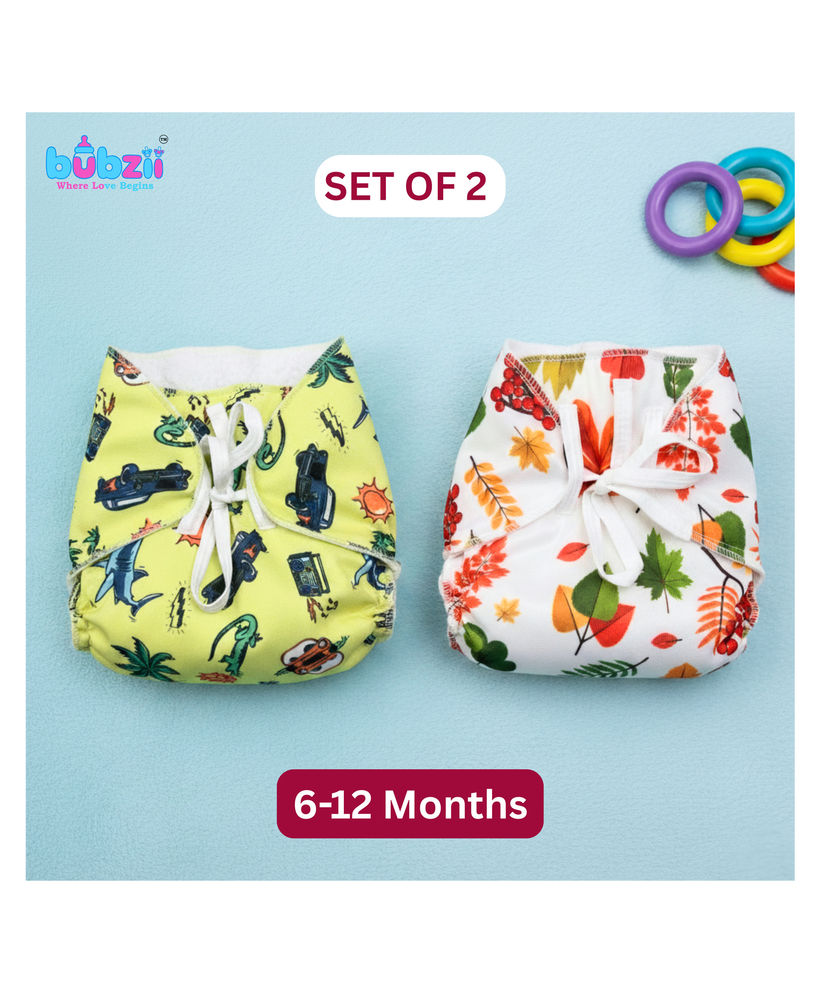 Bubzii Bubzii Large Langot 100% Pure Cotton Extra Soft & Breathable for 6-12 months Babies Cloth Nappy New born - Set of 2 Premium Cotton Padding (No Sponge)-image-5