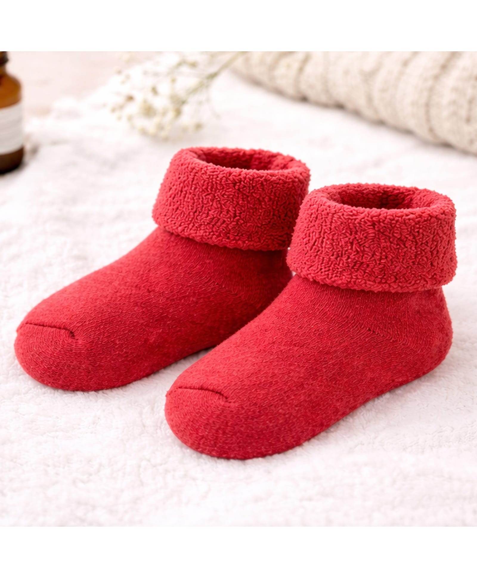 Flaunt Chic Woollen Blend Knit Solid Winter Socks - Red-picture-17
