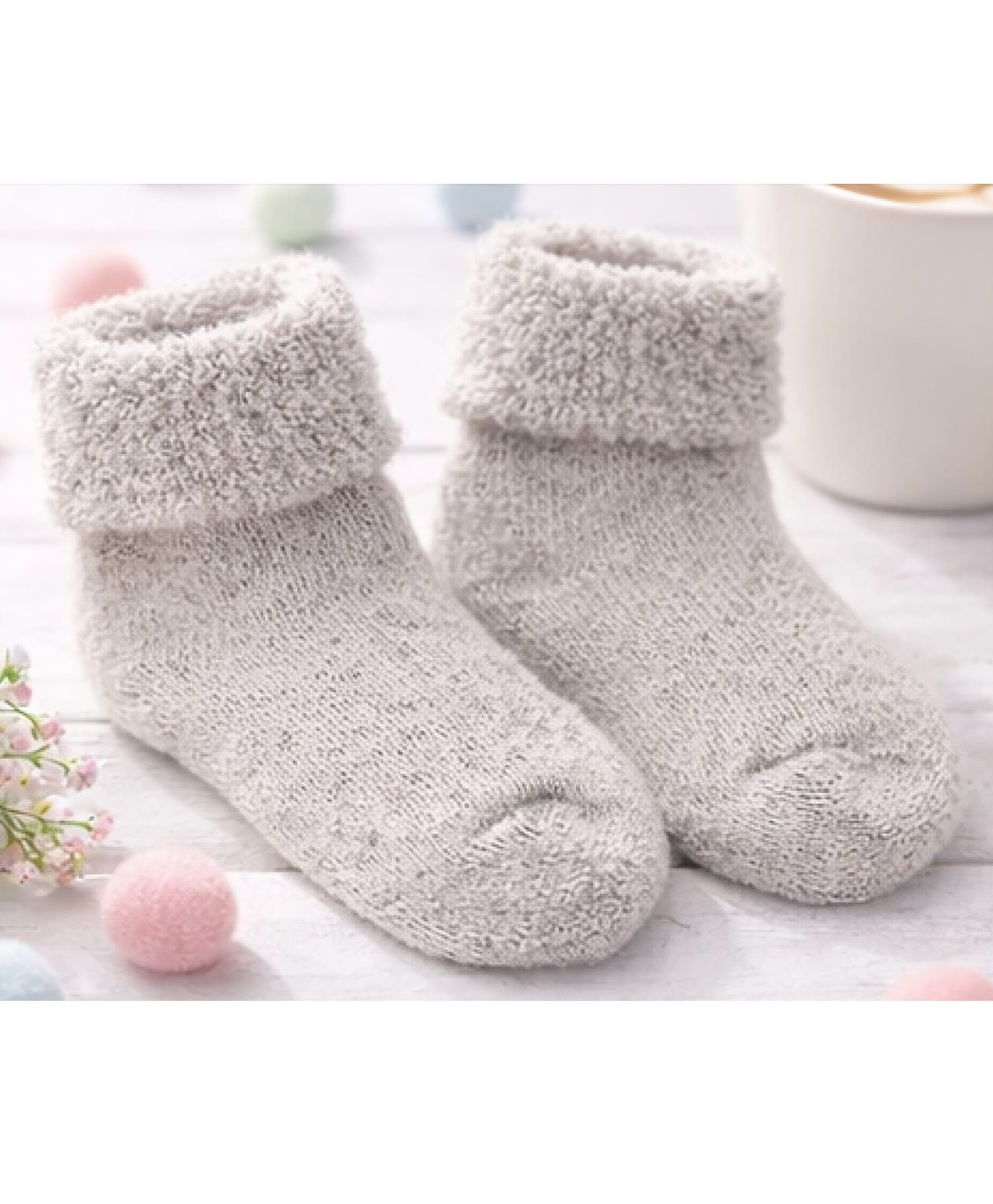 Flaunt Chic Woollen Blend Knit Solid Winter Socks - Grey-image-40