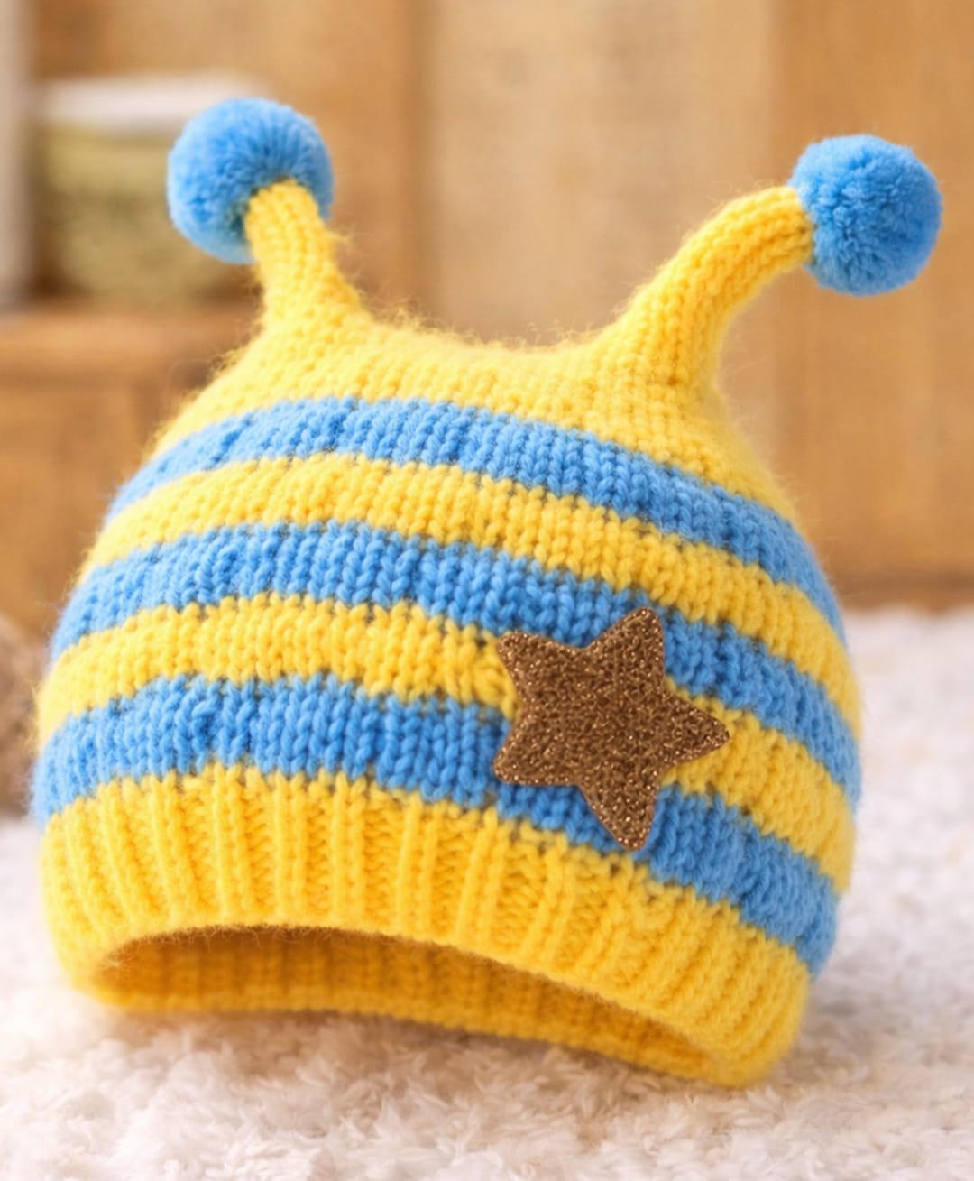 Flaunt Chic Woollen Blend Knit Striped Cap - Yellow - Circumference - 42 Cm-picture-15