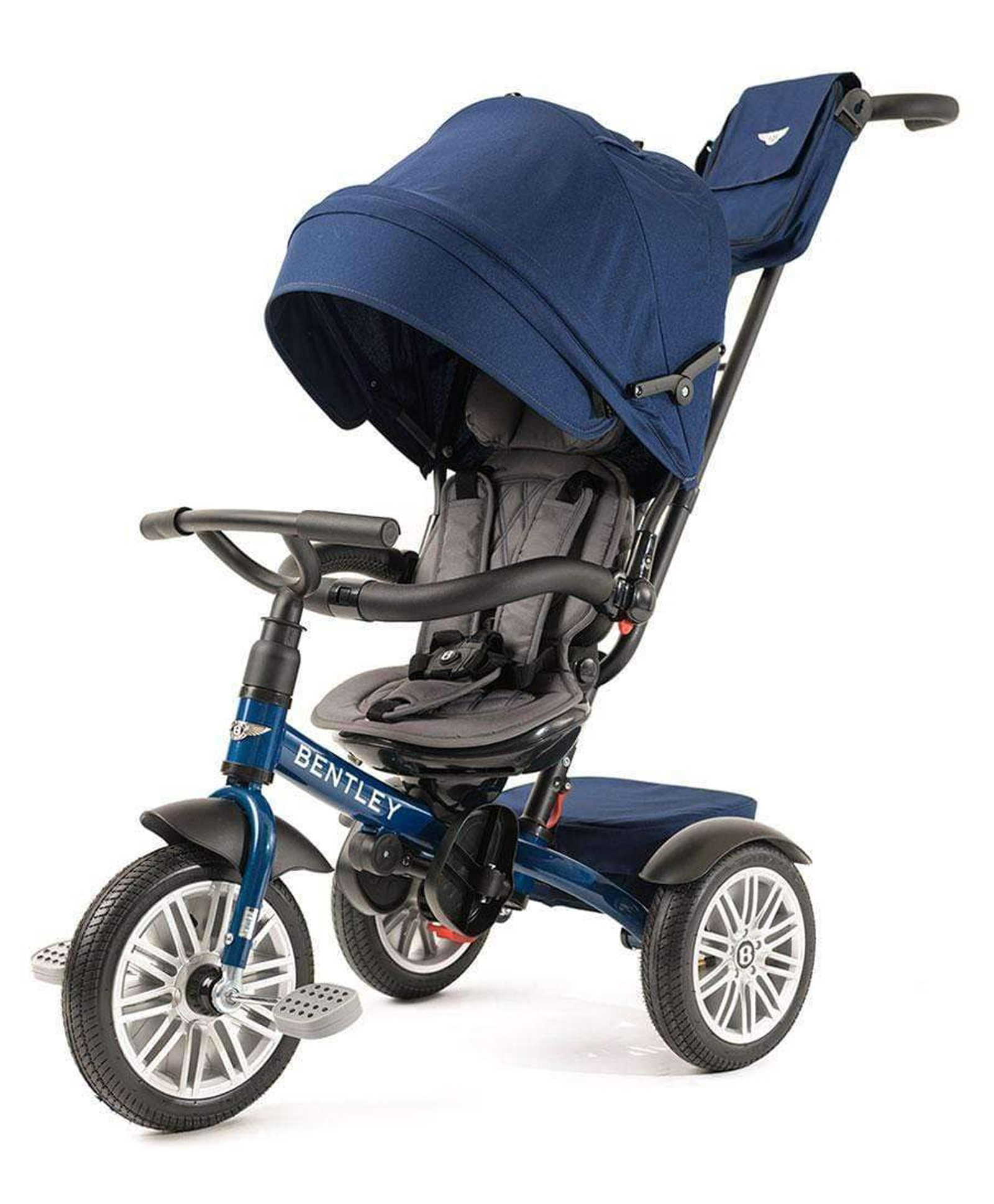 Bentley 6-in-1 Baby Stroller-Bentley Continental GT Speed Replica Wheel Rotating Seat With Bentley Bag - Blue-image-17
