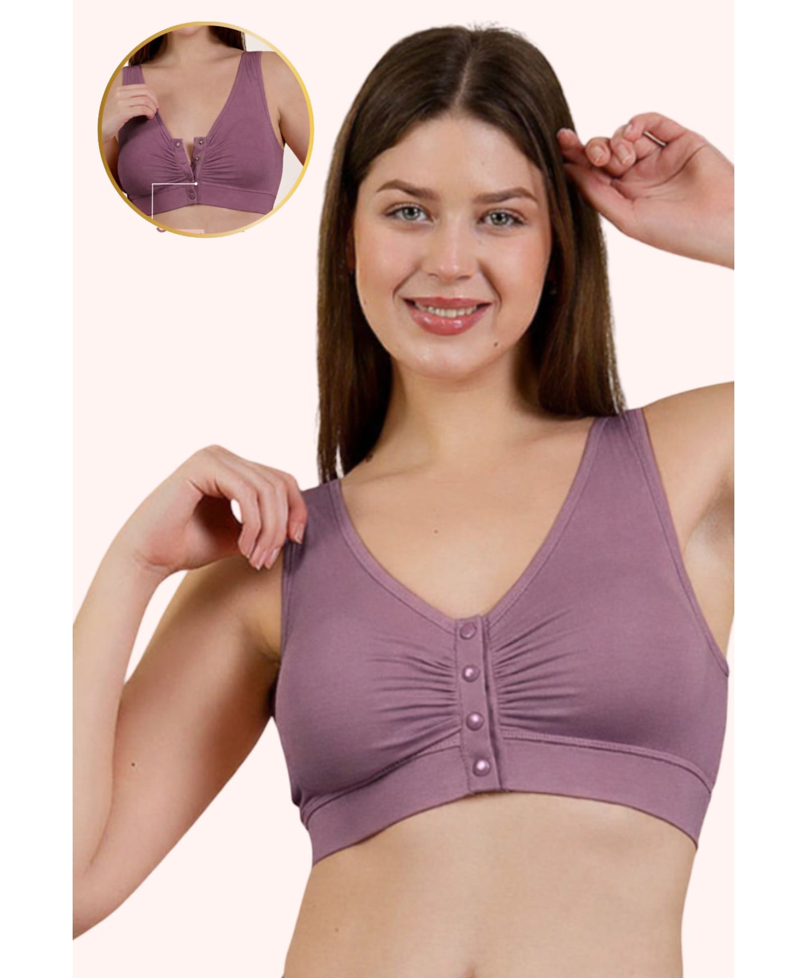 Zelena 92% Modal 8% Elastane Knit Solid Non Padded Maternity Bra With Front Open Nursing Access - Lavender-picture-24
