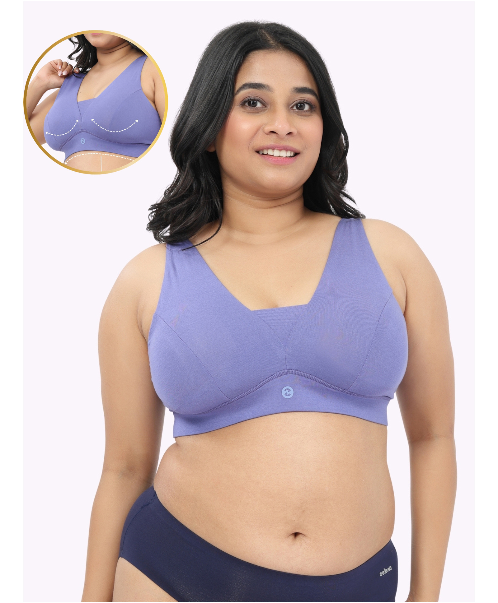 Zelena 92% Modal 8% Elastane Knit Solid Maternity Bra With Front Open Nursing Access - Royal Blue-picture-39