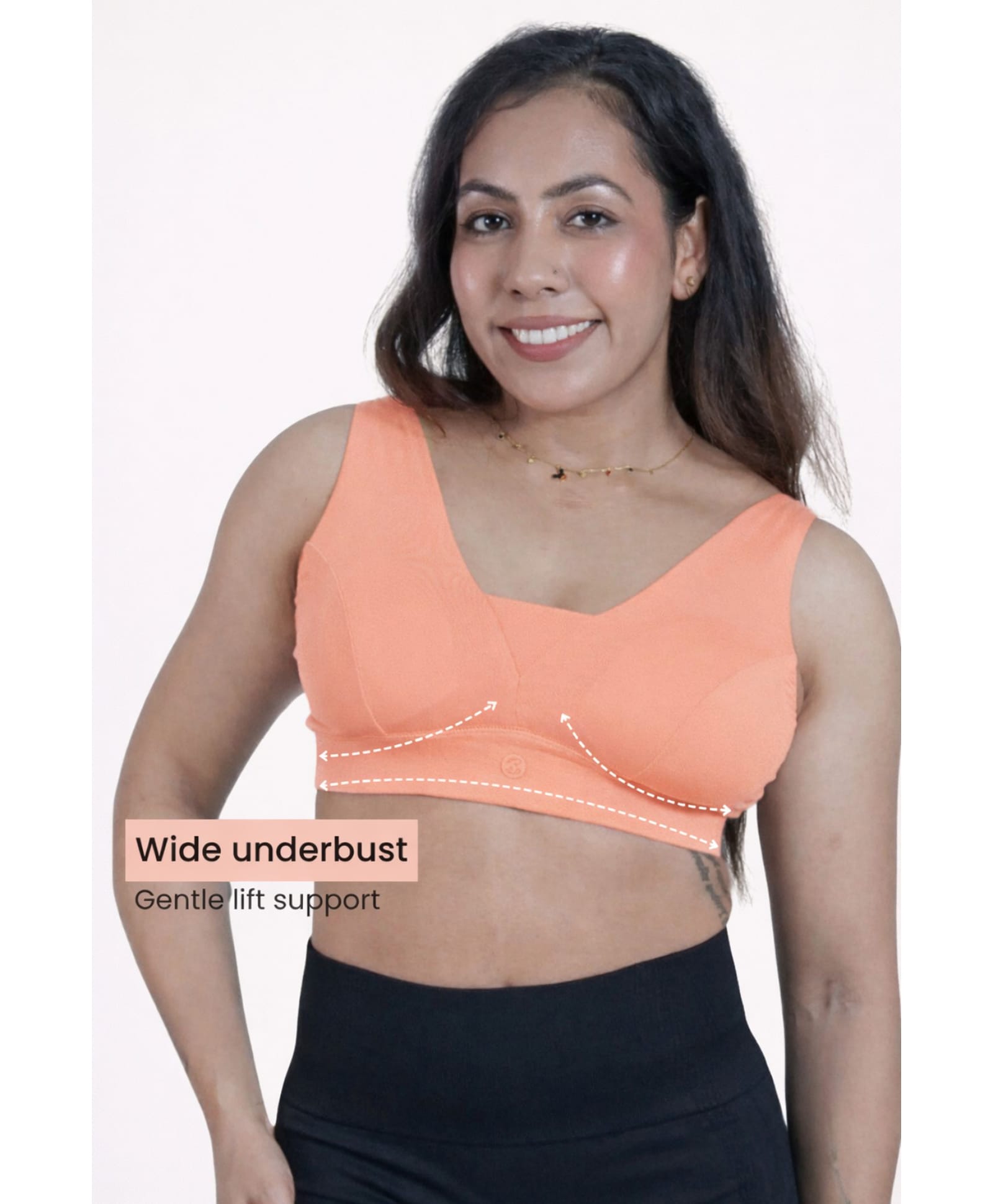 Zelena 92% Modal 8% Elastane Knit Solid Nursing Bra - Paper Peach-image-0