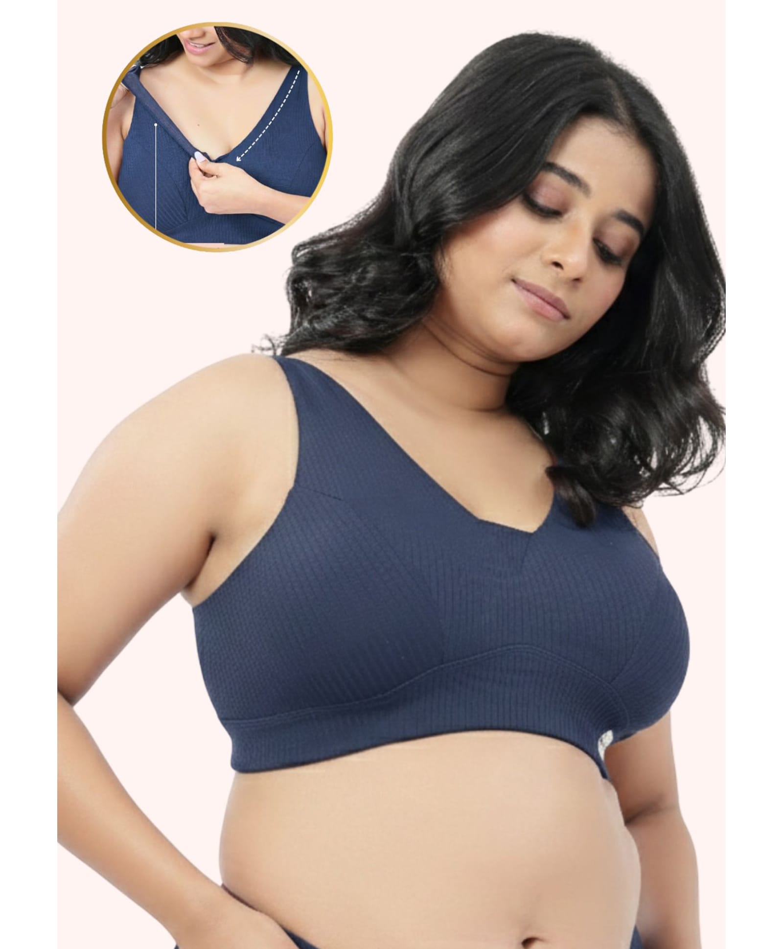 Zelena 97% Cotton 3% Spandex Knit Solid Padded Maternity Bra - Air Force-picture-48