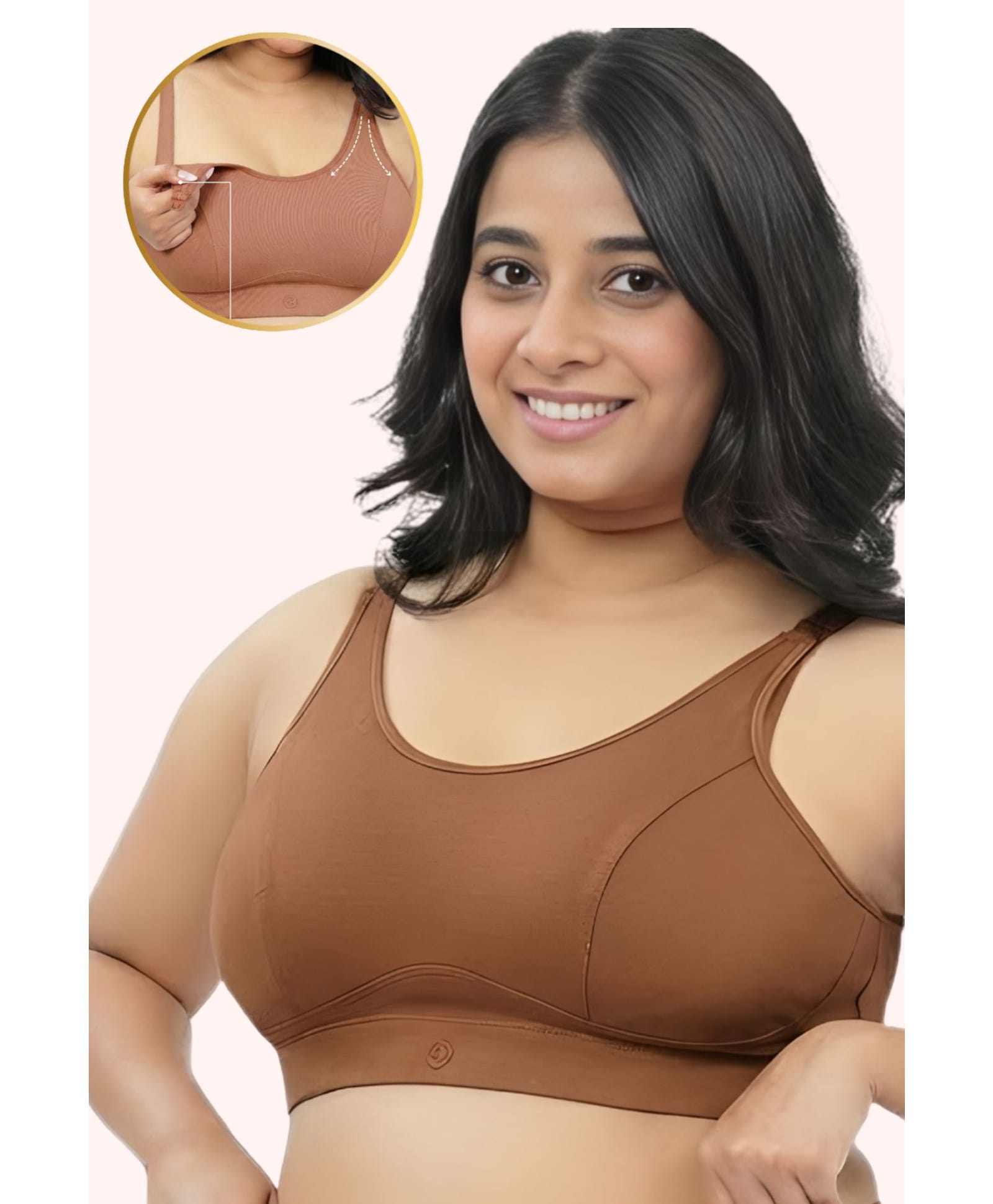Zelena 95% Cotton 5% Spandex Knit Solid Maternity Bra With Front Open Nursing Access - Skin-image-22
