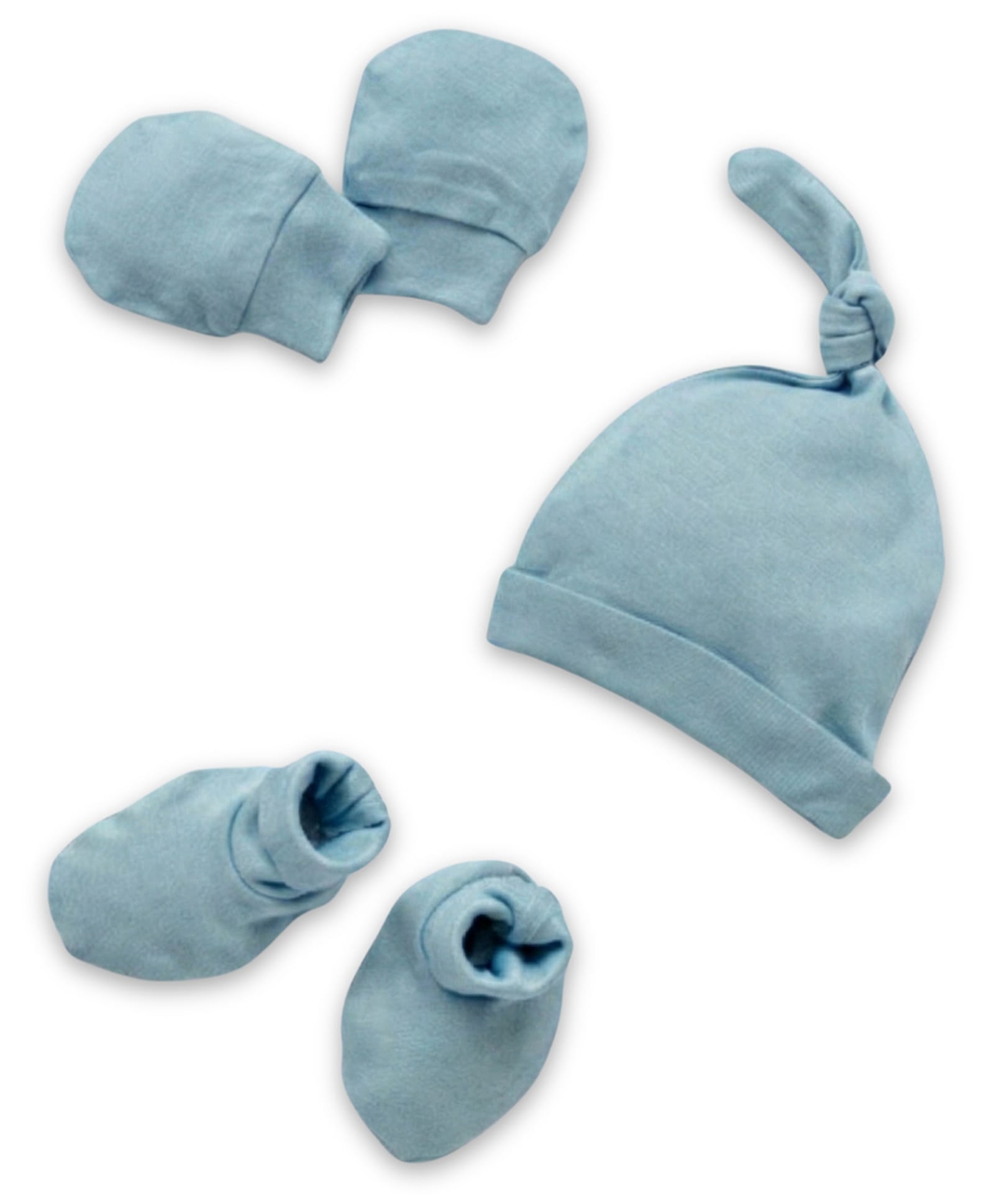Cocoon Care Bamboo Knit Solid Cap Mittens & Socks Set - Blue-picture-26