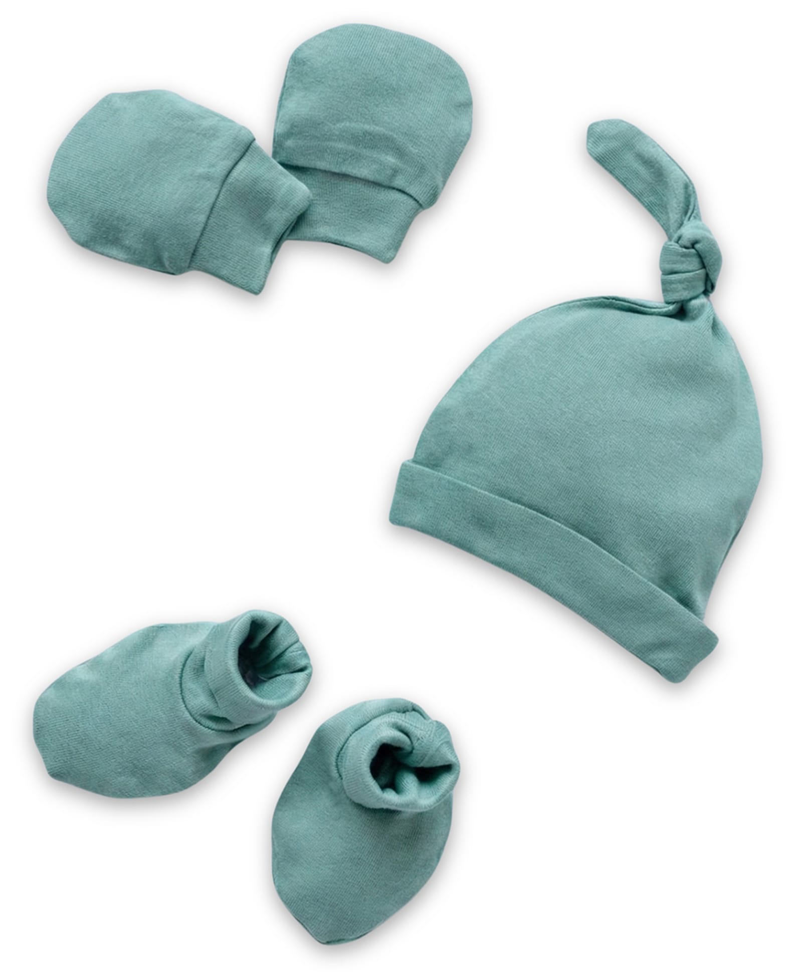Cocoon Care Bamboo Knit Solid Cap Mittens & Socks Set - Green-picture-35