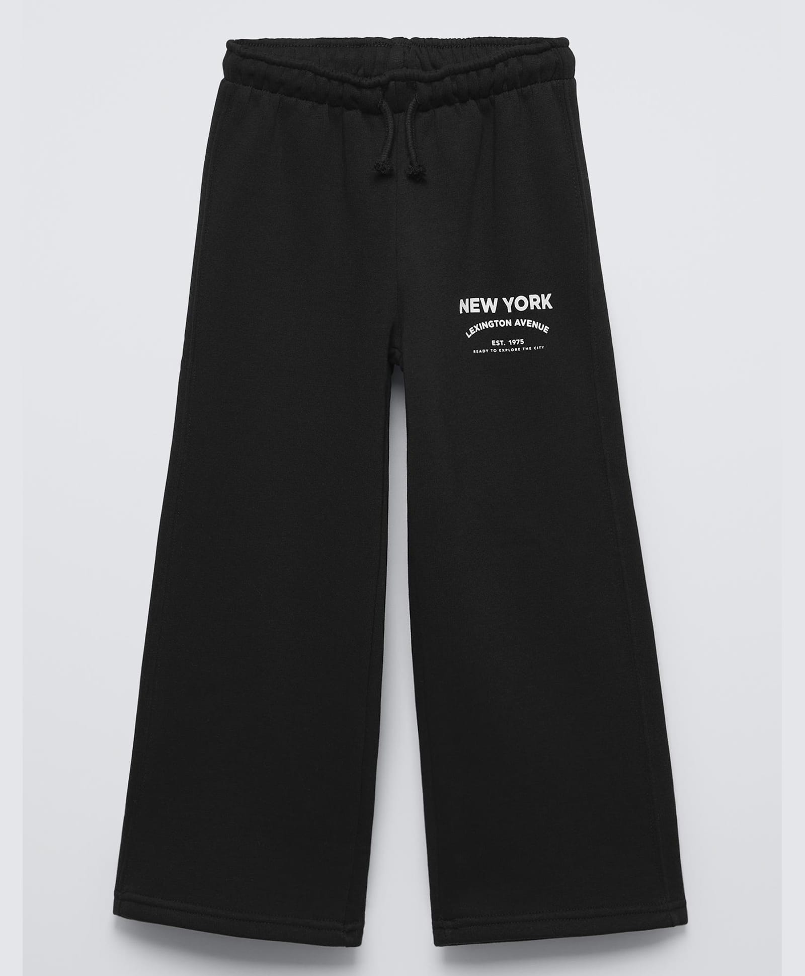 ALAN JONES Cotton Blend Knit New York Text Printed Track Pants With Slit Pocket - Black-picture-18