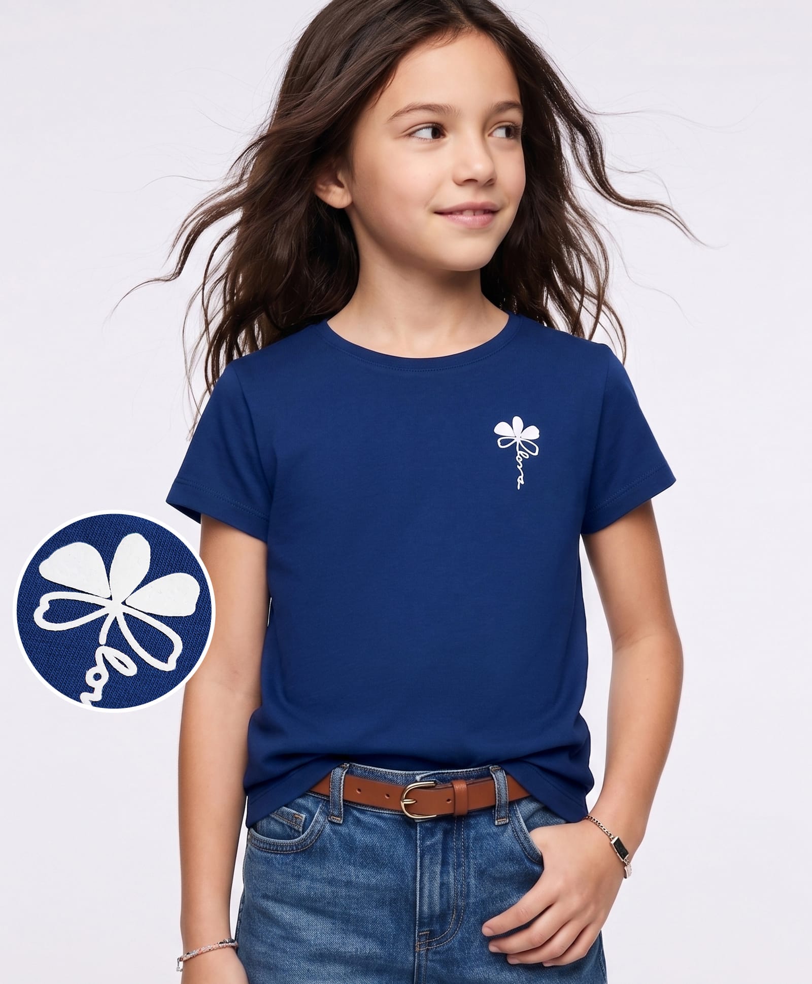 kookie kids india Kookie Kids Cotton Knit T-Shirt with Floral Print Navy Blue 7-8 Years with Floral Print-picture-18